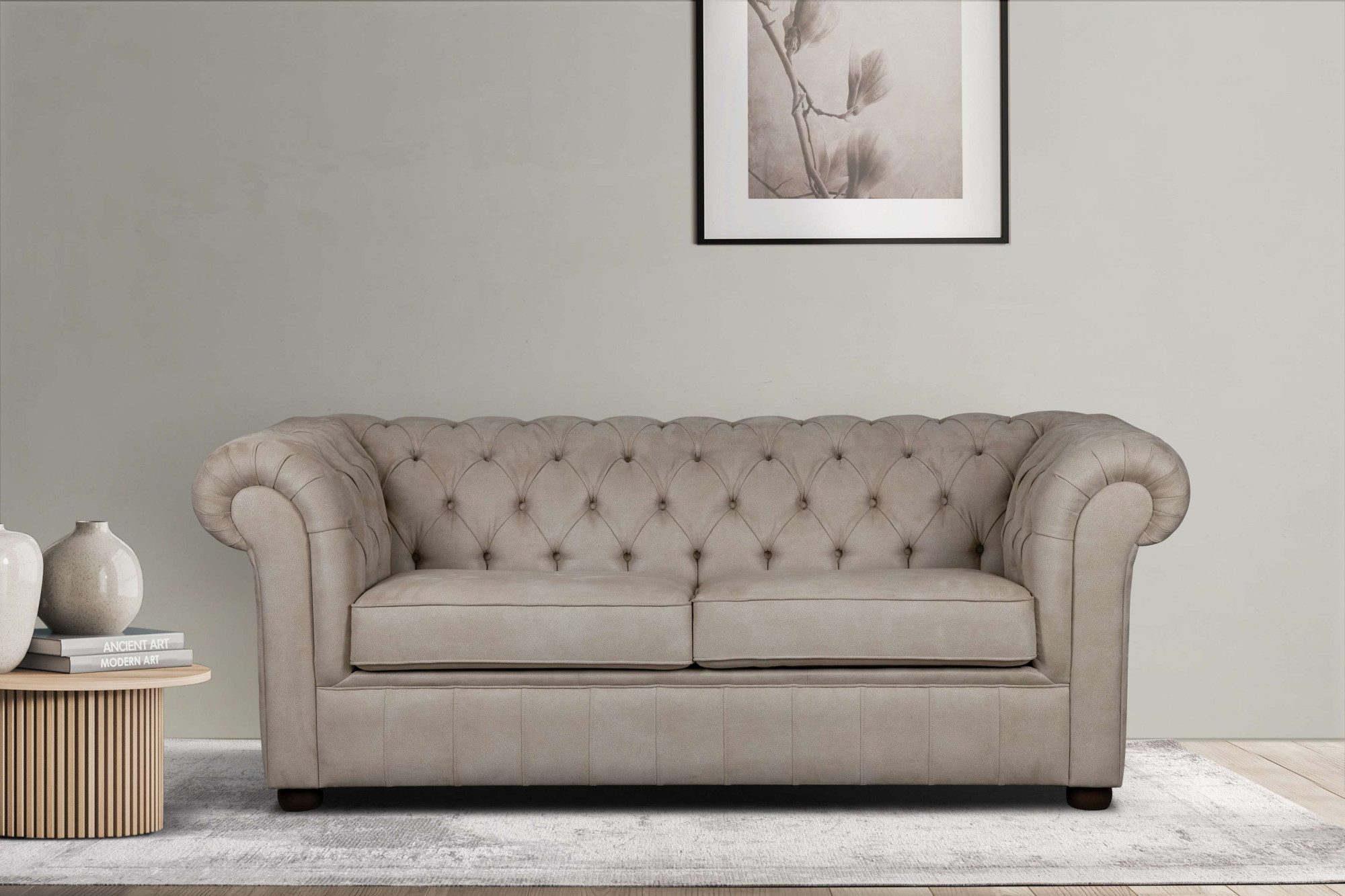 Home affaire 3-Sitzer CHARENTE, optionale Schlafsofa, Chesterfield-Sofa, Bettfunktion, mit edler Knopfheftung und typischen Armlehnen, B/T/H 198/89/74 cm