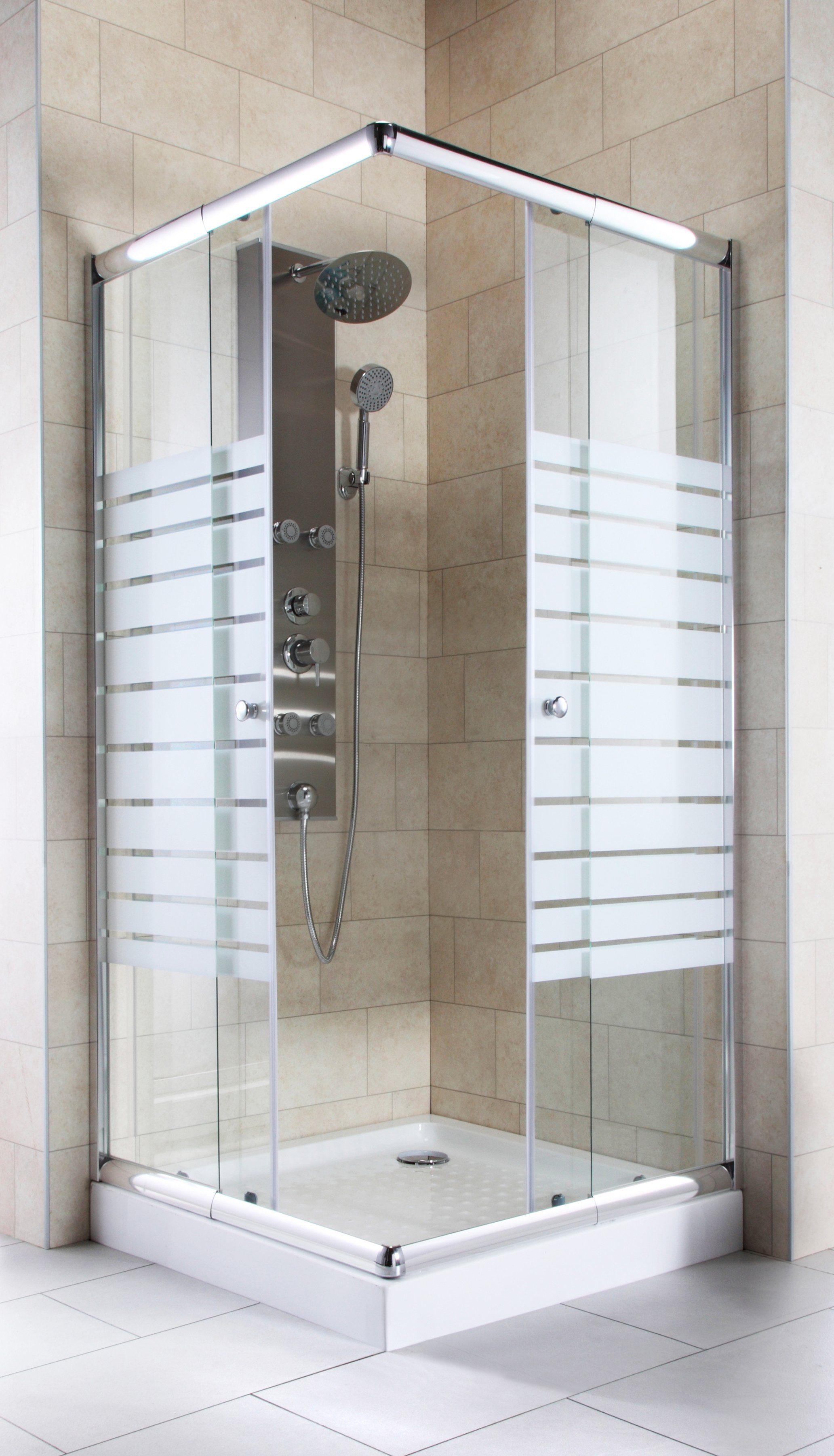 welltime Eckdusche Trento Slimline, BxT: 90x90 cm, Einscheibensicherheitsglas, Verstellbereich 80-90cm, 5mm ESG, verbessertes Rollensystem