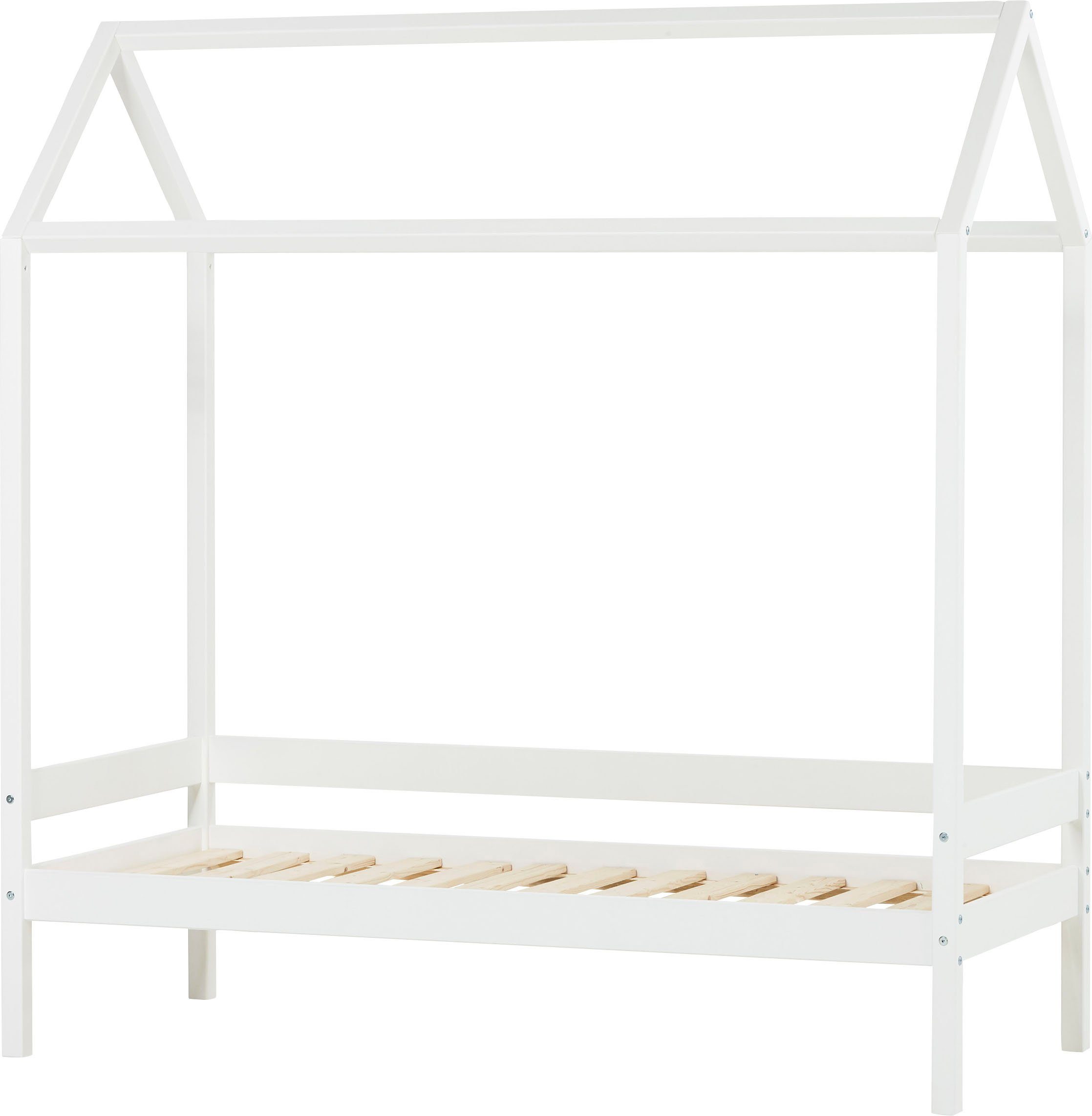 Hoppekids Kinderbett ECO Comfort Bett, Hausbett mit Dach wahlweise mit Rausfallschutz