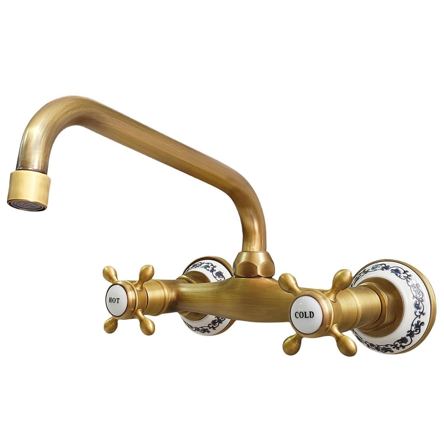 LuxusKollektion Küchenarmatur Wandarmatur Messing Antik Vintage (1-St)