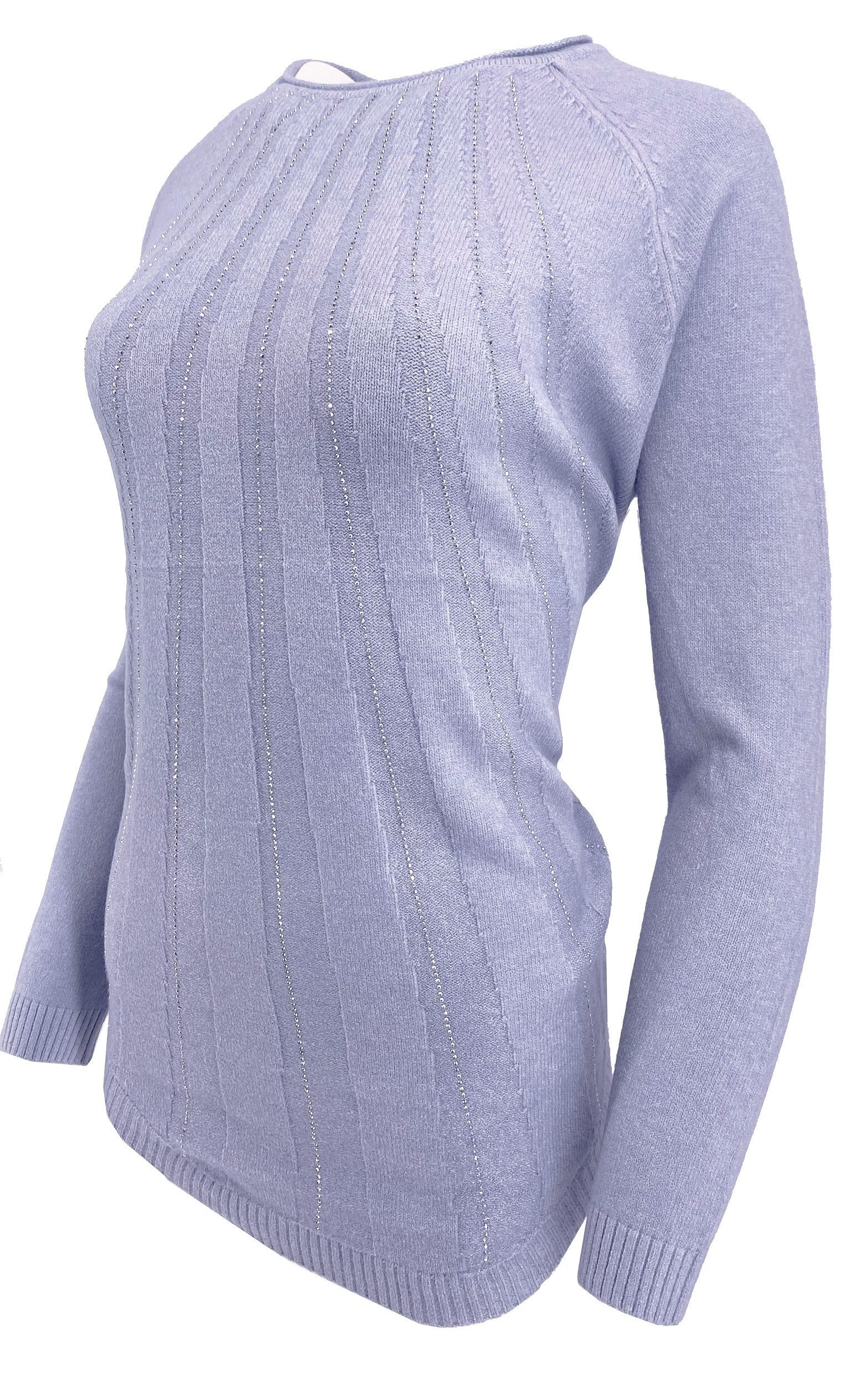 Strickpullover mit Strassdetails und Plissee
