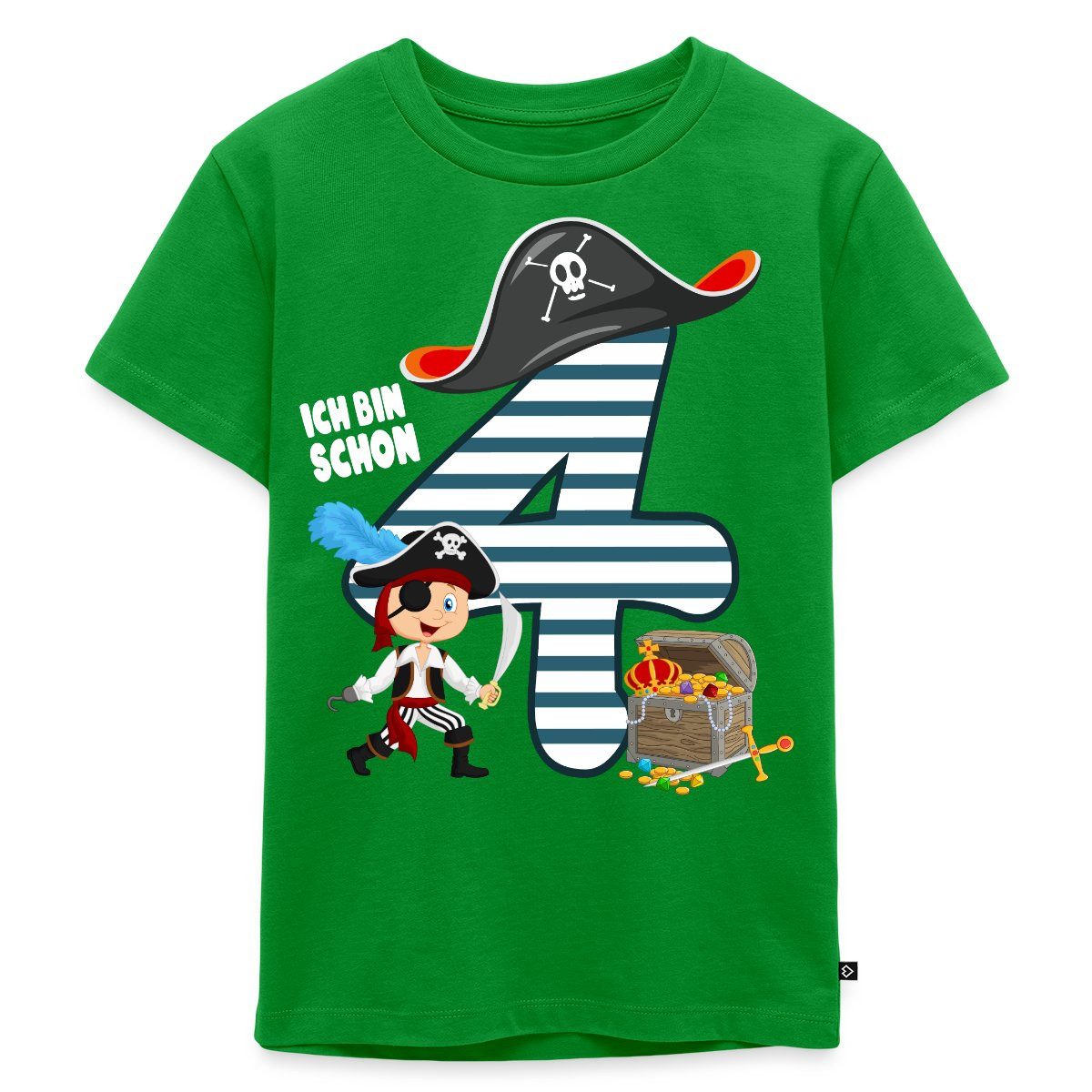 T-Shirt 4. Geburtstag Schon Ich Bin Vier Pirat Schatz Kinder Premium T-Shirt