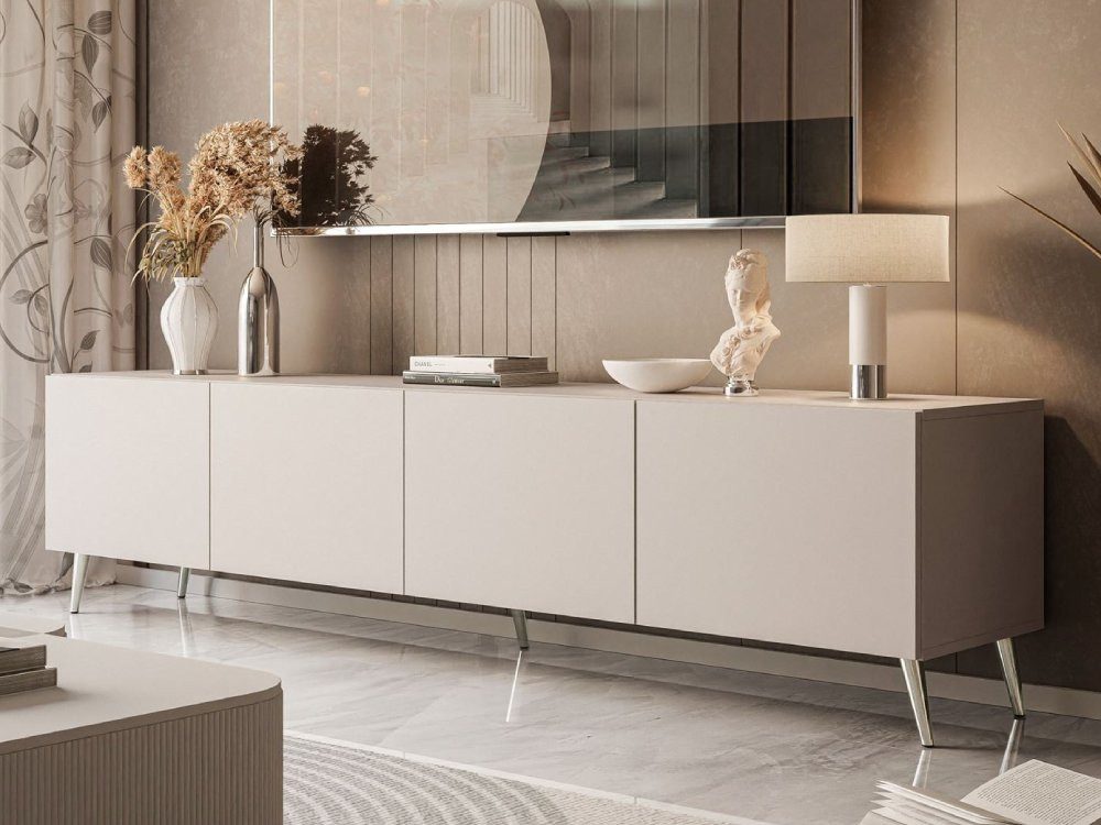 ALLHOUSE24 TV-Schrank LOGANTE 200 cm Breite Unterschrank TV Lowboard Metall Füße 200 cm Breite