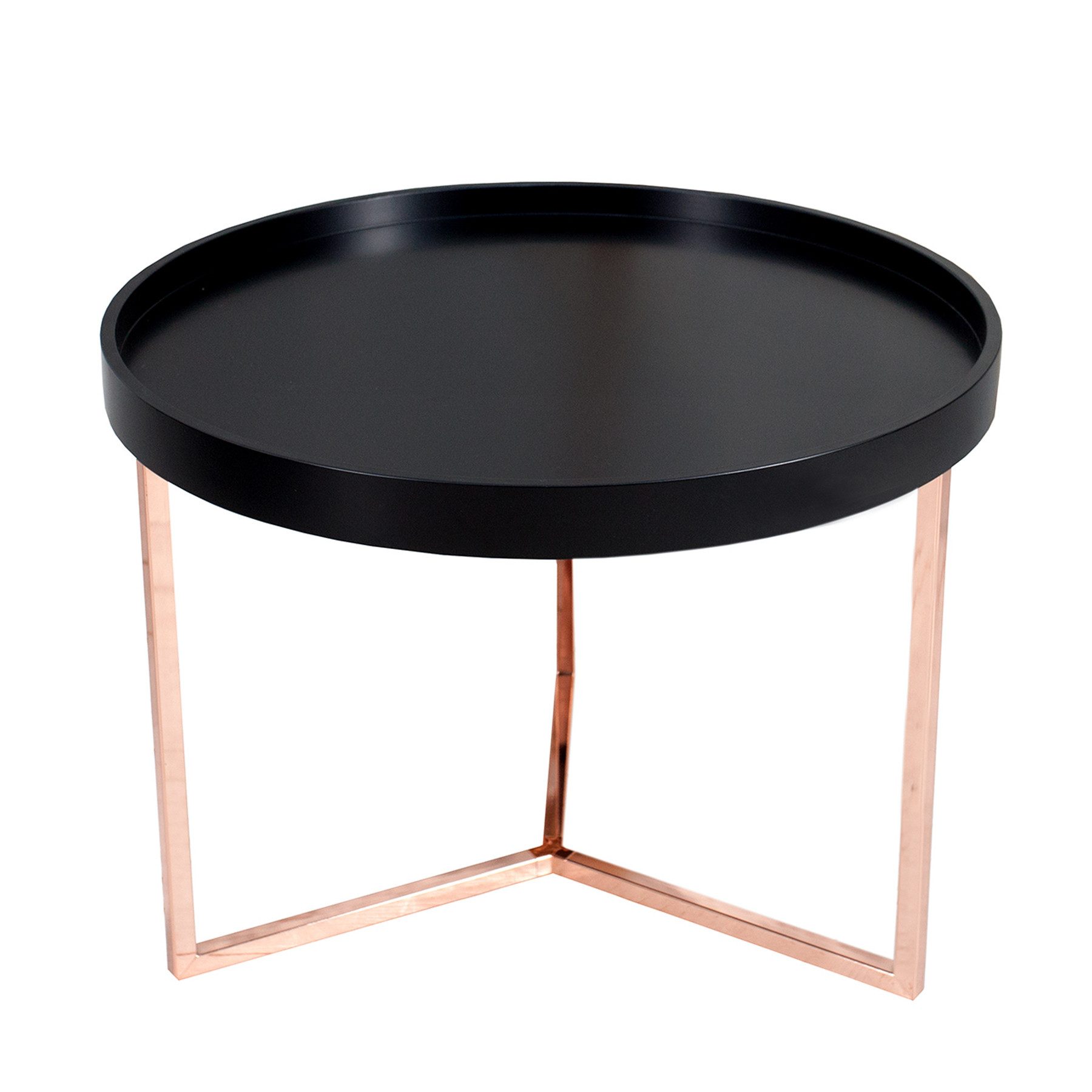 riess-ambiente Couchtisch MODULAR 60cm schwarz / kupfer, Wohnzimmer · Holzwerkstoff · Metall · rund · inkl. Tablett · Modern