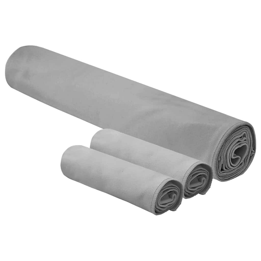 vidaXL Handtuch Sporthandtuch Set 3 stk. Dunkelgrau 210 x 100 cm, Polyester und Polyamid (3-St)