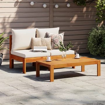 vidaXL Loungesofa Gartensofa ohne Armlehnen mit Kissen 2-Sitzer Massivholz Akazie, 1 Teile