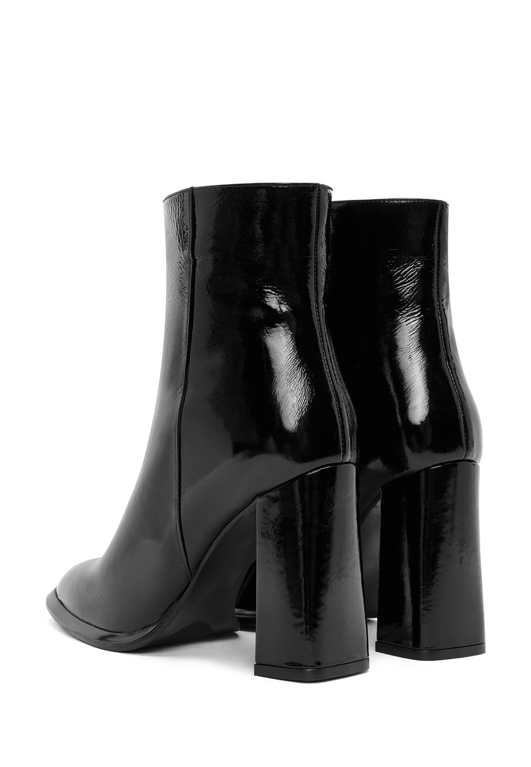 Derimod Absatz-Stiefeletten aus Lackleder Ankleboots Reißverschluss, Textilfutter, TPU Sohle, Absatz 8 cm