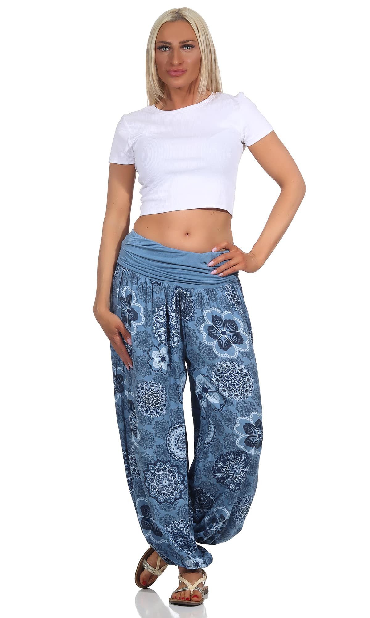 OriginalYou Haremshose Sommerhose Damen Boho Flatterhose leichte Yoga-Hose weites Bein luftige & leicht, hautfreundliches Material