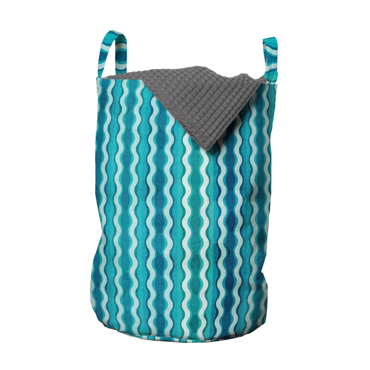 Abakuhaus Wäschesäckchen Wäschekorb mit Griffen Kordelzugverschluss für Waschsalons, Abstrakt Wellenförmige Streifen-Muster