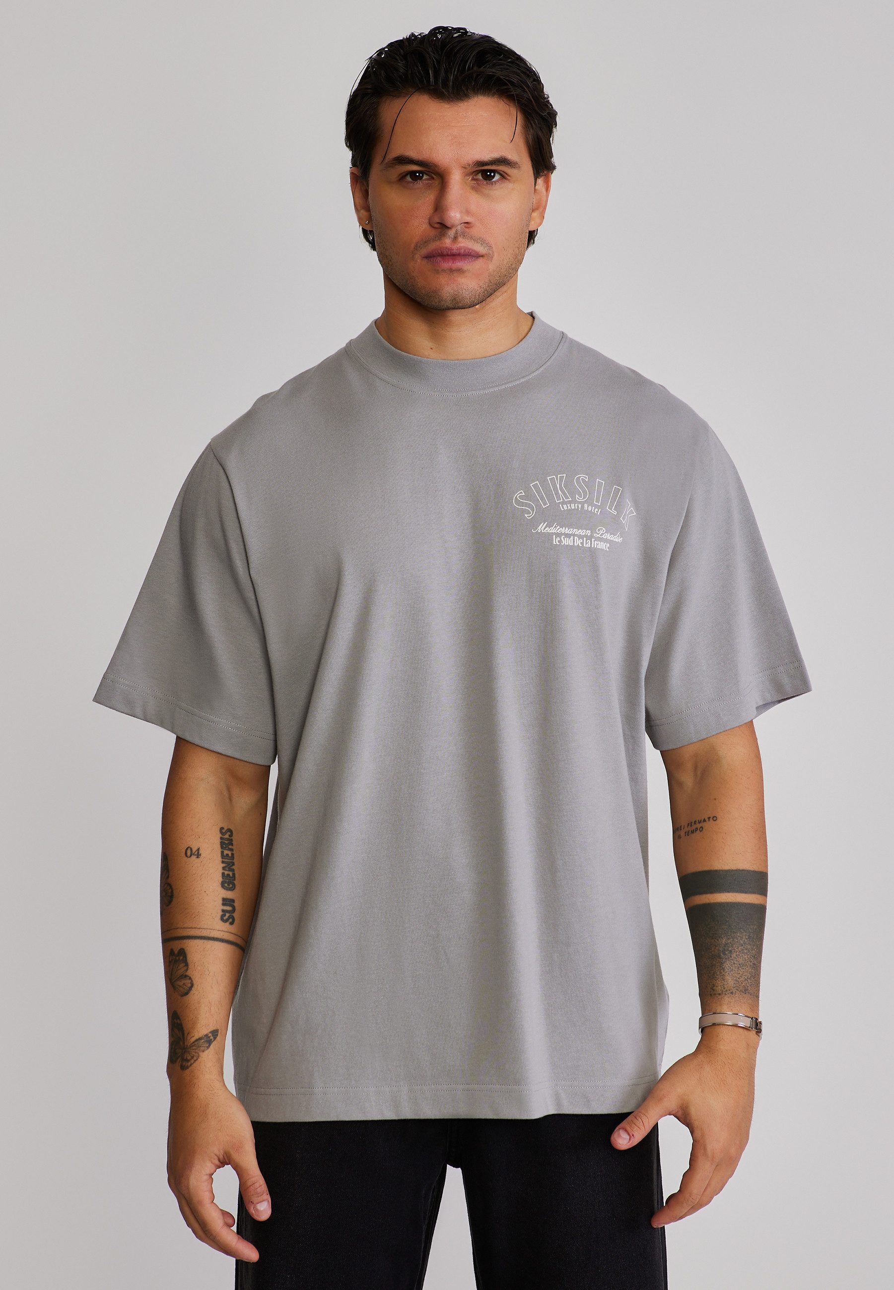 T-Shirt SikSilk Herren Grau Graphic T-Shirt