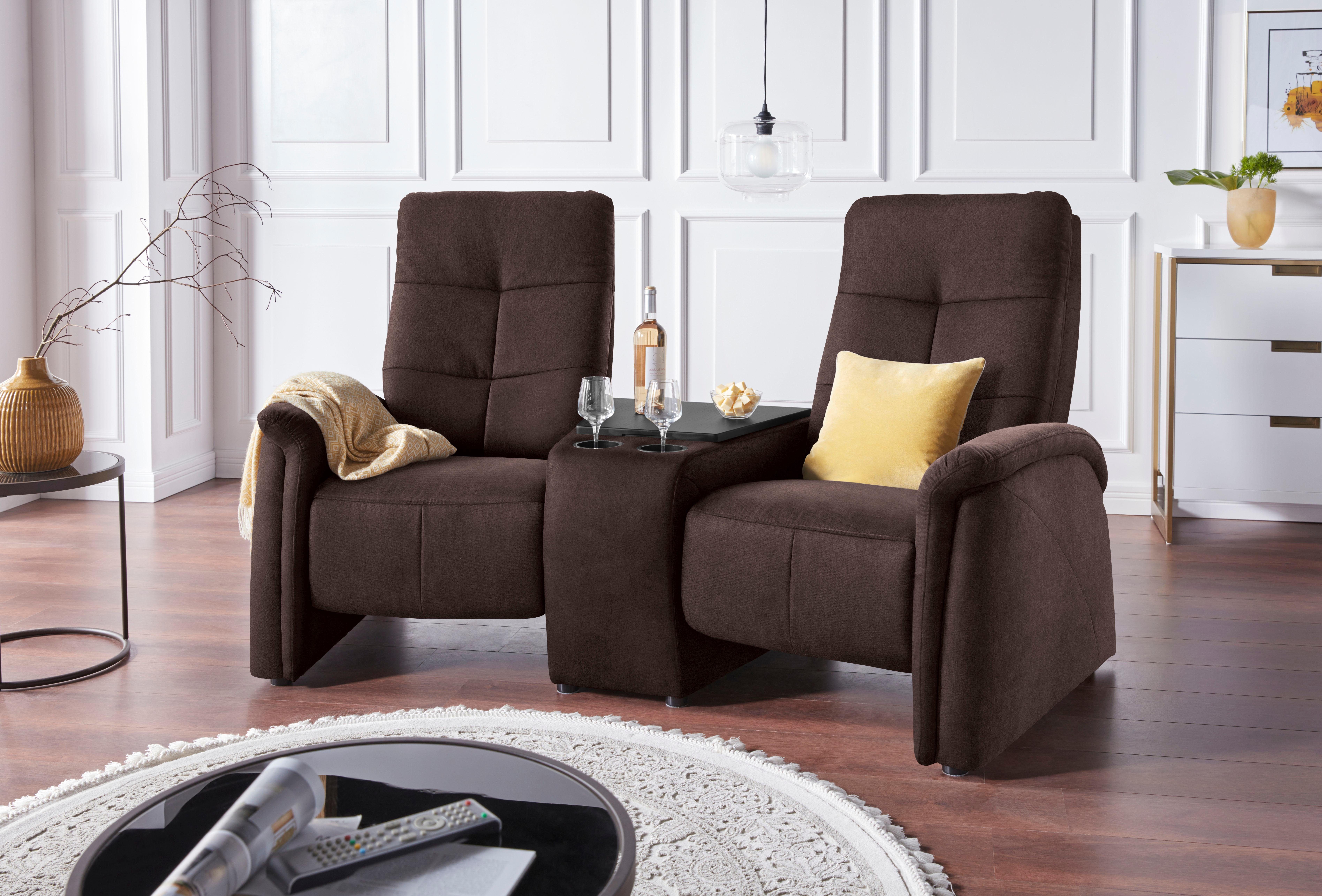 2-Sitzer Tivoli, Kinosofa mit Relaxfunktion, mit Ablagetisch und Stauraum