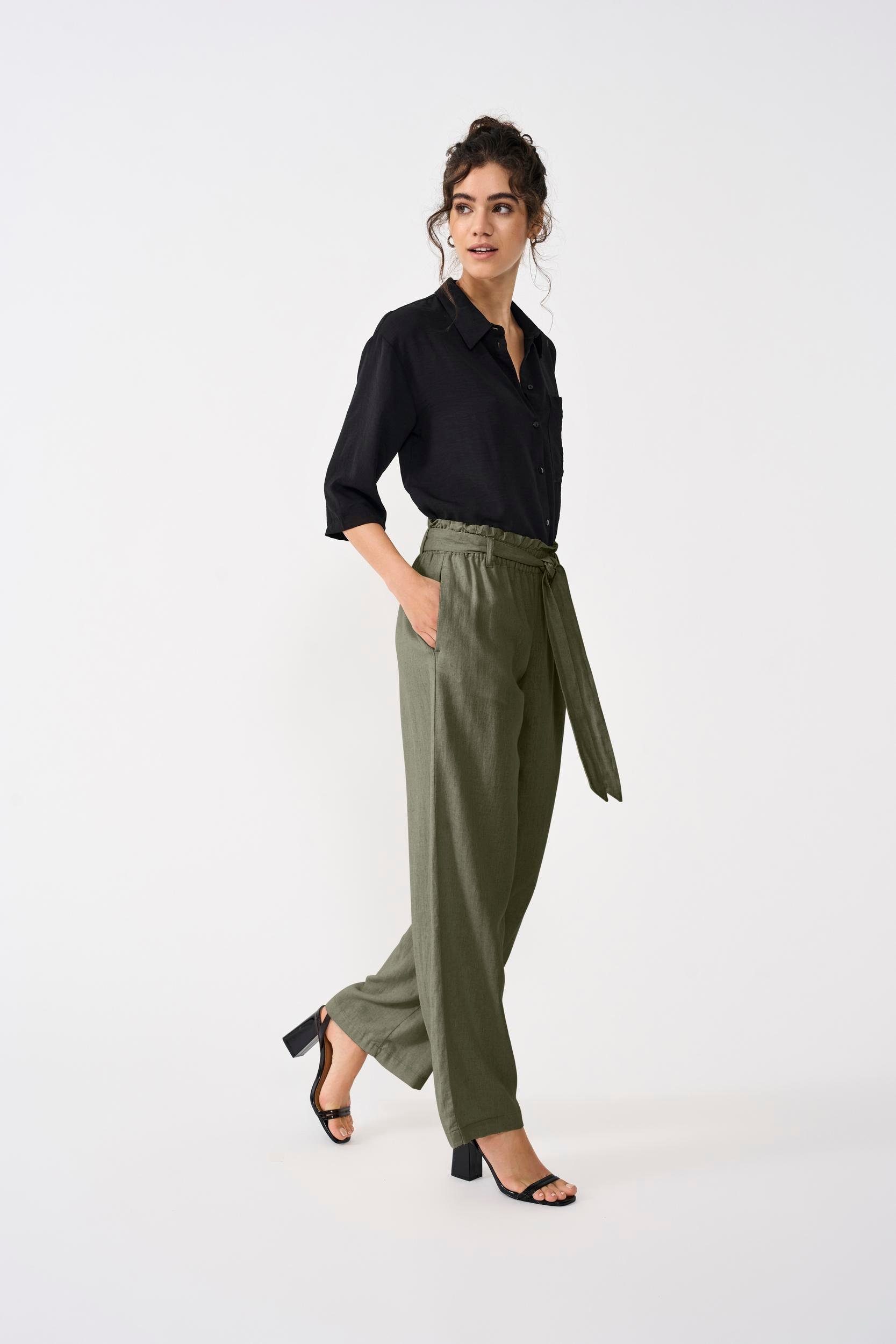 JDY Culotte JDYSAY MW LINEN BELT PANT WVN NOOS Sommerhose mit Leinen