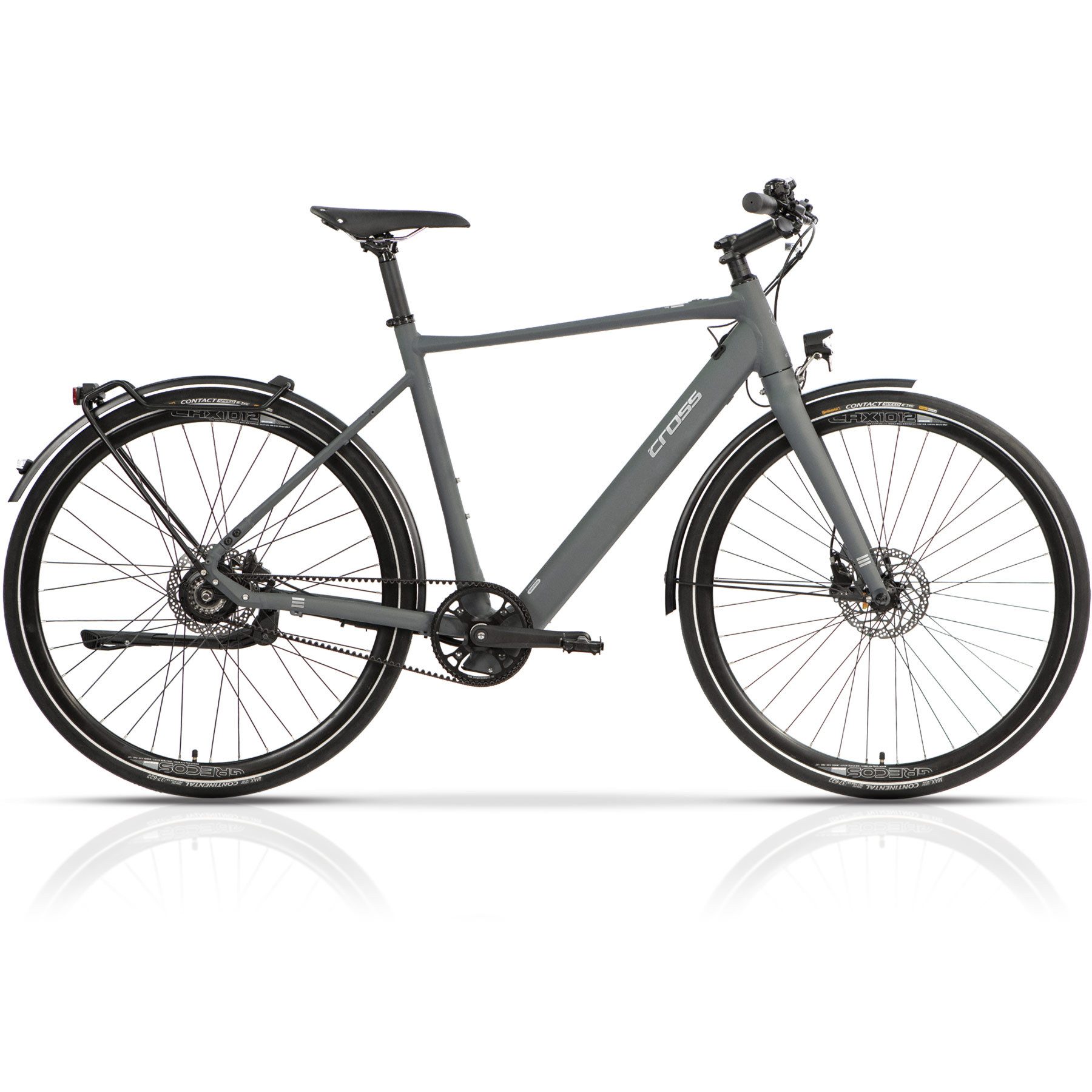 Airtracks E-Bike Trekkingrad 28 Zoll E-Bike Herren City Fahrrad STREET BAFANG GATES CARBON BELT, Single Speed Gates-Riemenantrieb, (Akku GREENWAY 350 Wh, Heckmotor BAFANG BELT 36V 250W), Urban Bike Rahmengrößen - 50cm 55cm