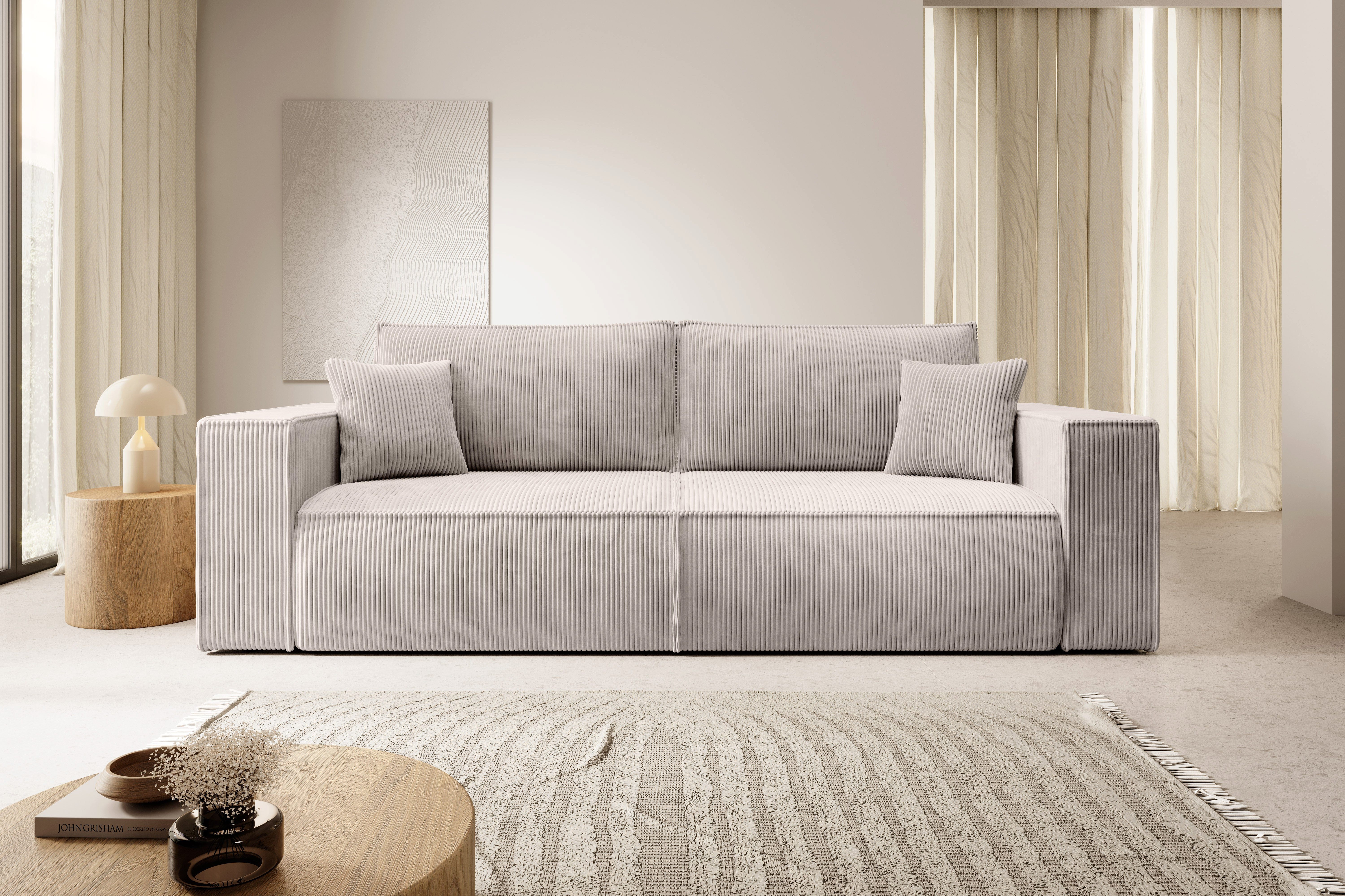 Selsey Schlafsofa FARESE NEW, 3-Sitzer-Sofa mit Bettkasten, Schlaffunktion und Cordbezug