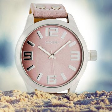 OOZOO Quarzuhr Oozoo Damen-Uhr Timepieces Quarzuhr C1058, Damenuhr rund, extra groß (ca. 46mm) Lederarmband, Fashion-Style