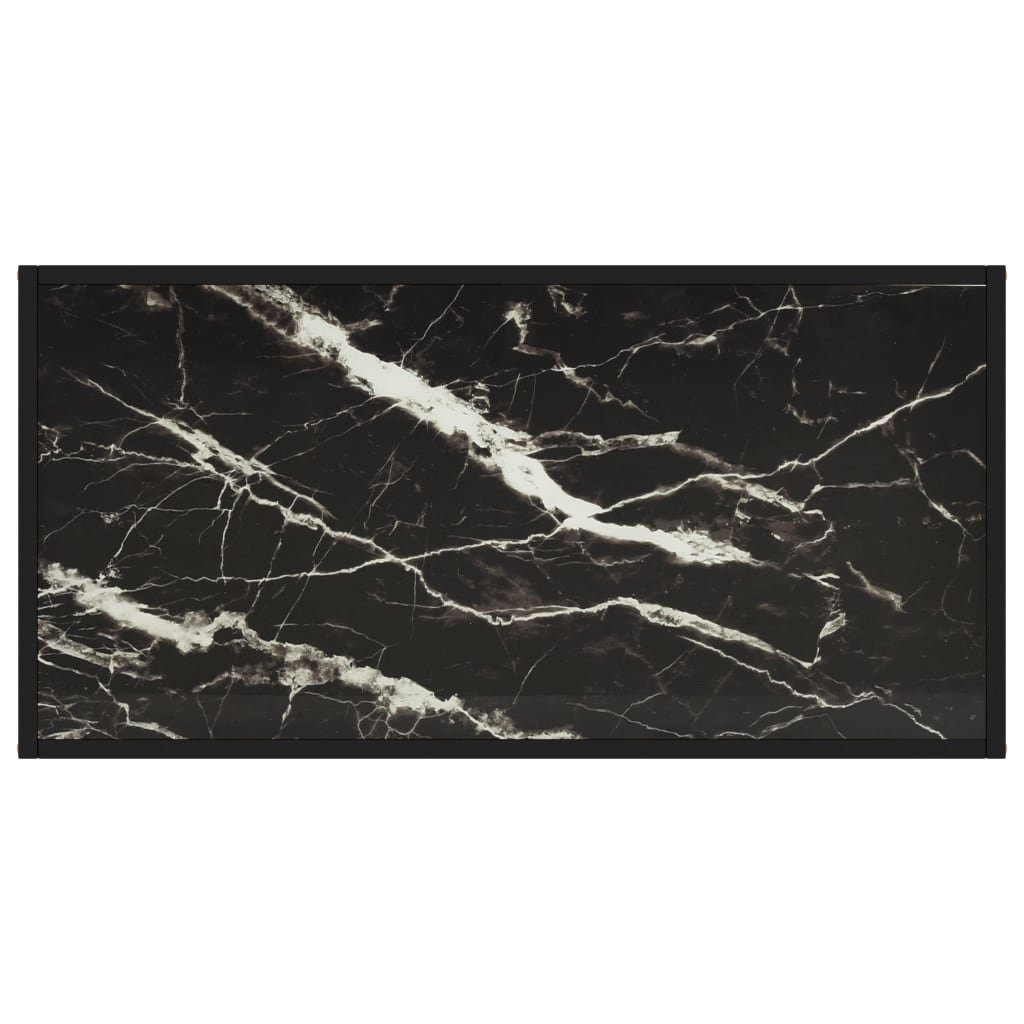furnicato Couchtisch Schwarz mit Schwarzem Glas Marmor-Optik in 100x50x35