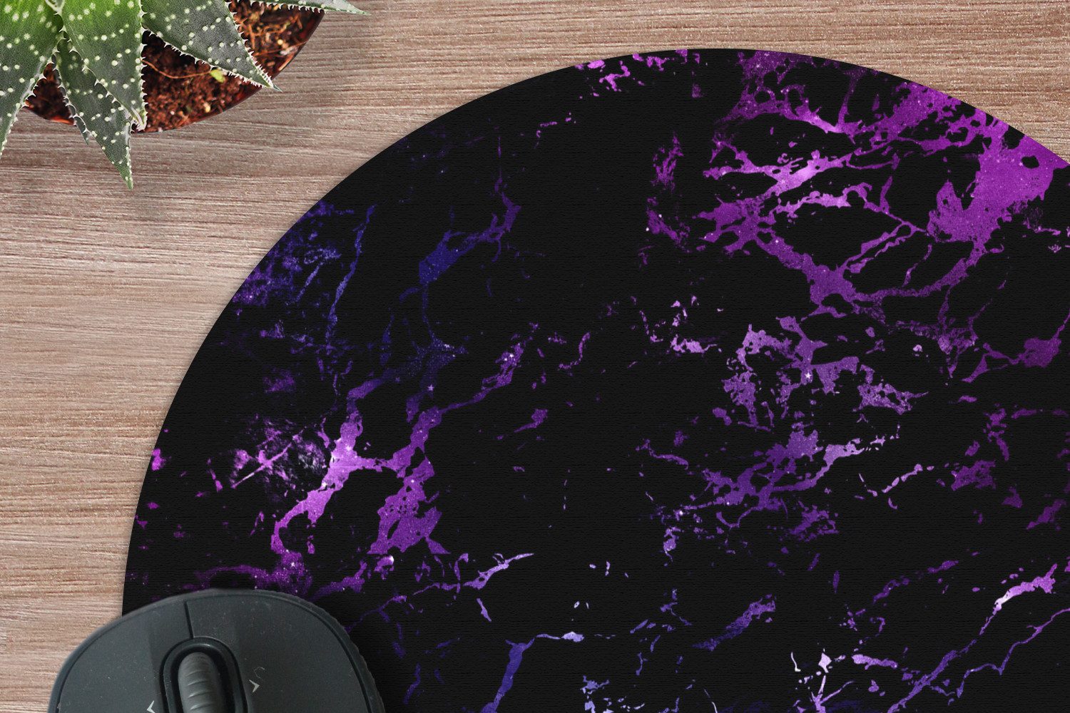 MuchoWow Mauspad Universum - Marmor - Lila - Muster (1-St), Büro für Tastatur und Maus, Mousepad Gaming, Rund 20x20 cm