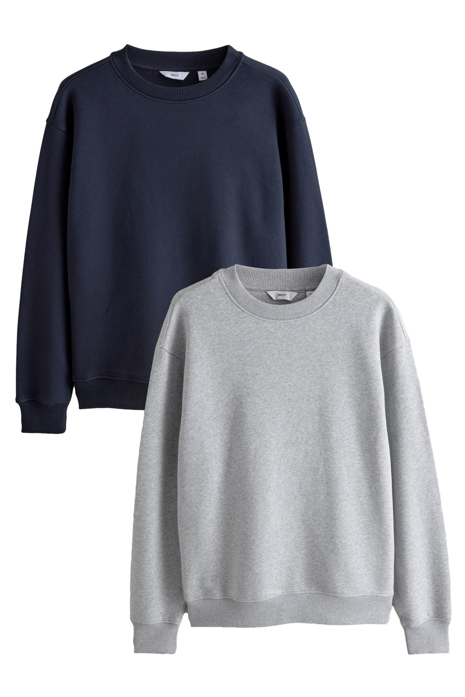 Sweater Jersey-Sweatshirts Rundhalsausschnitt, 2er-Pack