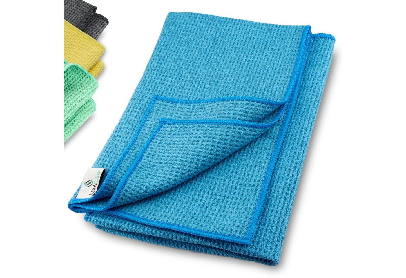 ELEXACLEAN Waffeltuch Trockentuch Mikrofasertuch (80% Polyester, 20% Polyamid, Set, 2-tlg., 60x40 cm, streifenfrei, fusselfrei, saugstark)