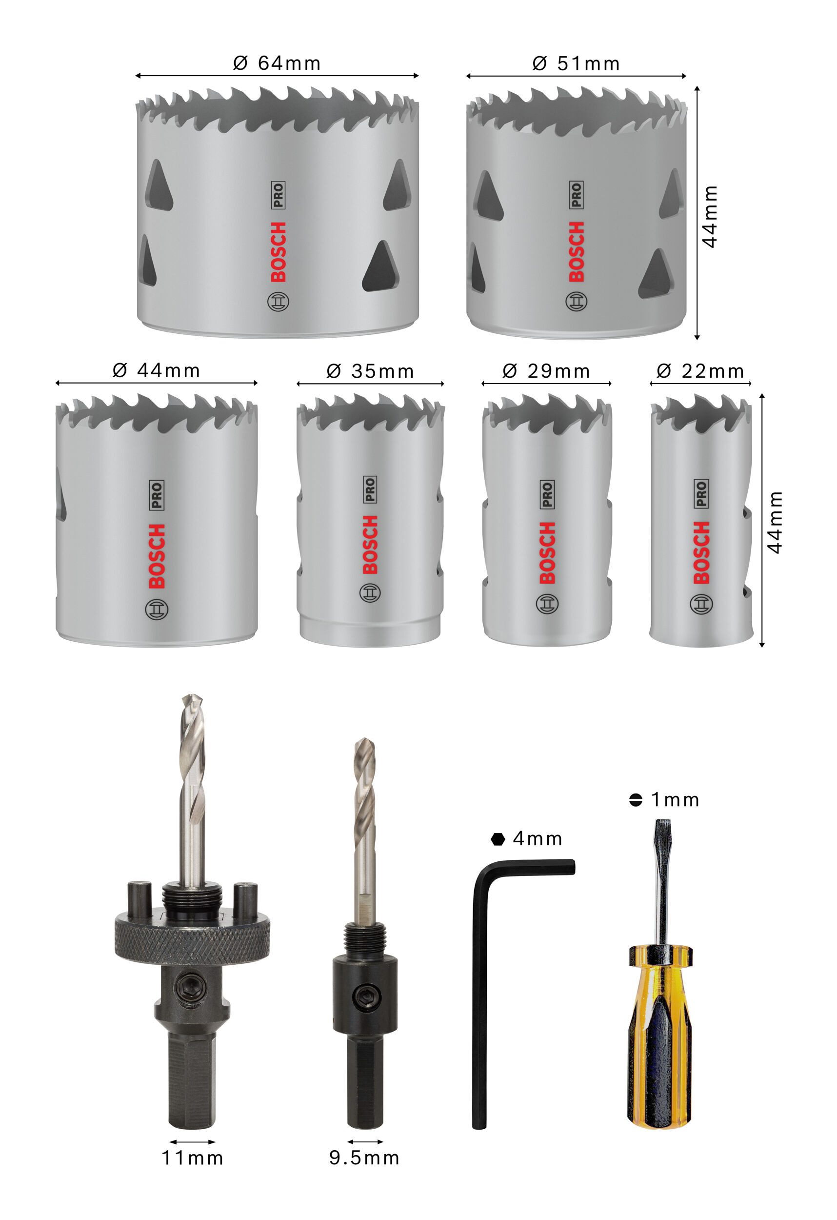 BOSCH Lochsäge Pro Multi Material, 15 Teile, Set, 15-teilig