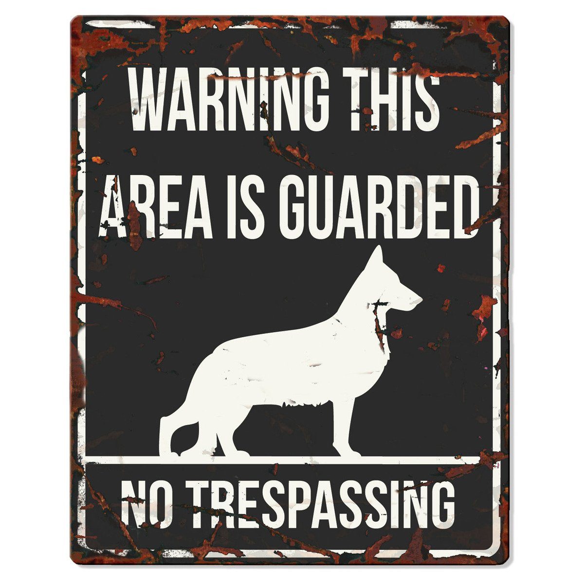 D&D Warnschild Warnschild Square Deutscher Schäferhund Englisch schwarz