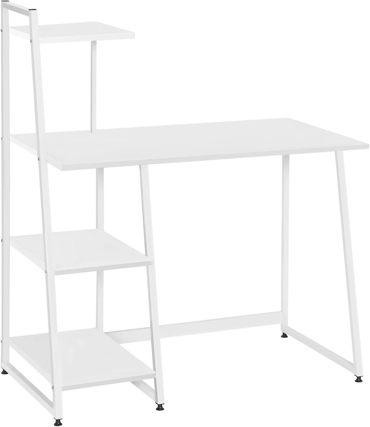Holzwerkstoff mit 3 Metall EUGAD (1-St), Regalen, aus Stauraum Schreibtisch | | Weiß Weiß Weiß