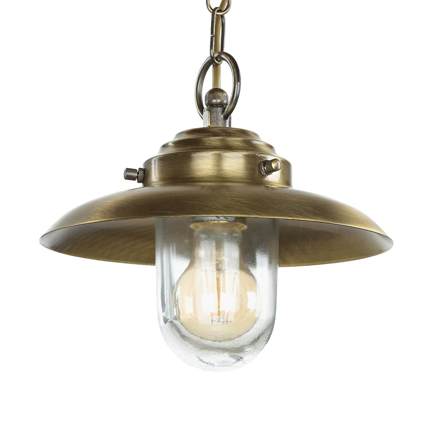 Licht-Erlebnisse Außen-Deckenleuchte KAVALA, ohne Leuchtmittel, maritime Außenlampe Messing Glas Ø23cm IP54 rostfrei Terrasse Balkon