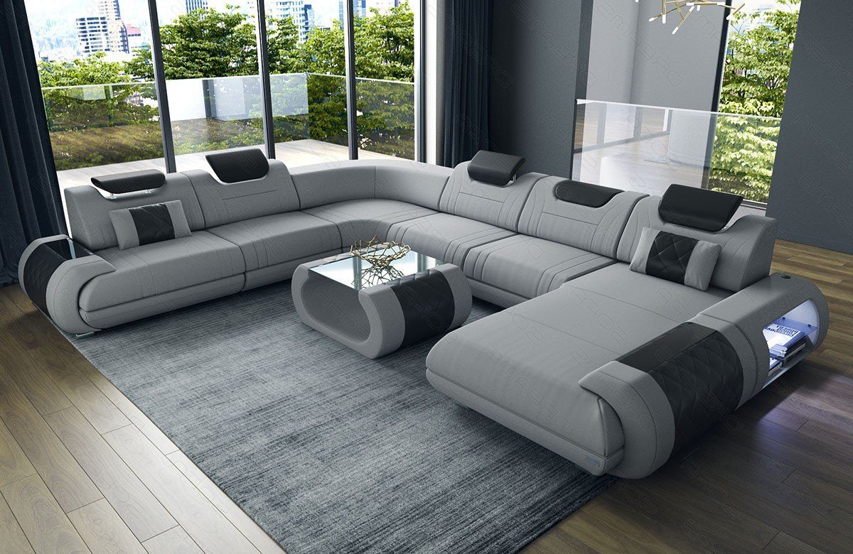 Sofa Dreams Wohnlandschaft Polsterstoff Stoff Sofa Rimini XXL M Mikrofaser Stoffsofa, Couch wahlweise mit Bettfunktion