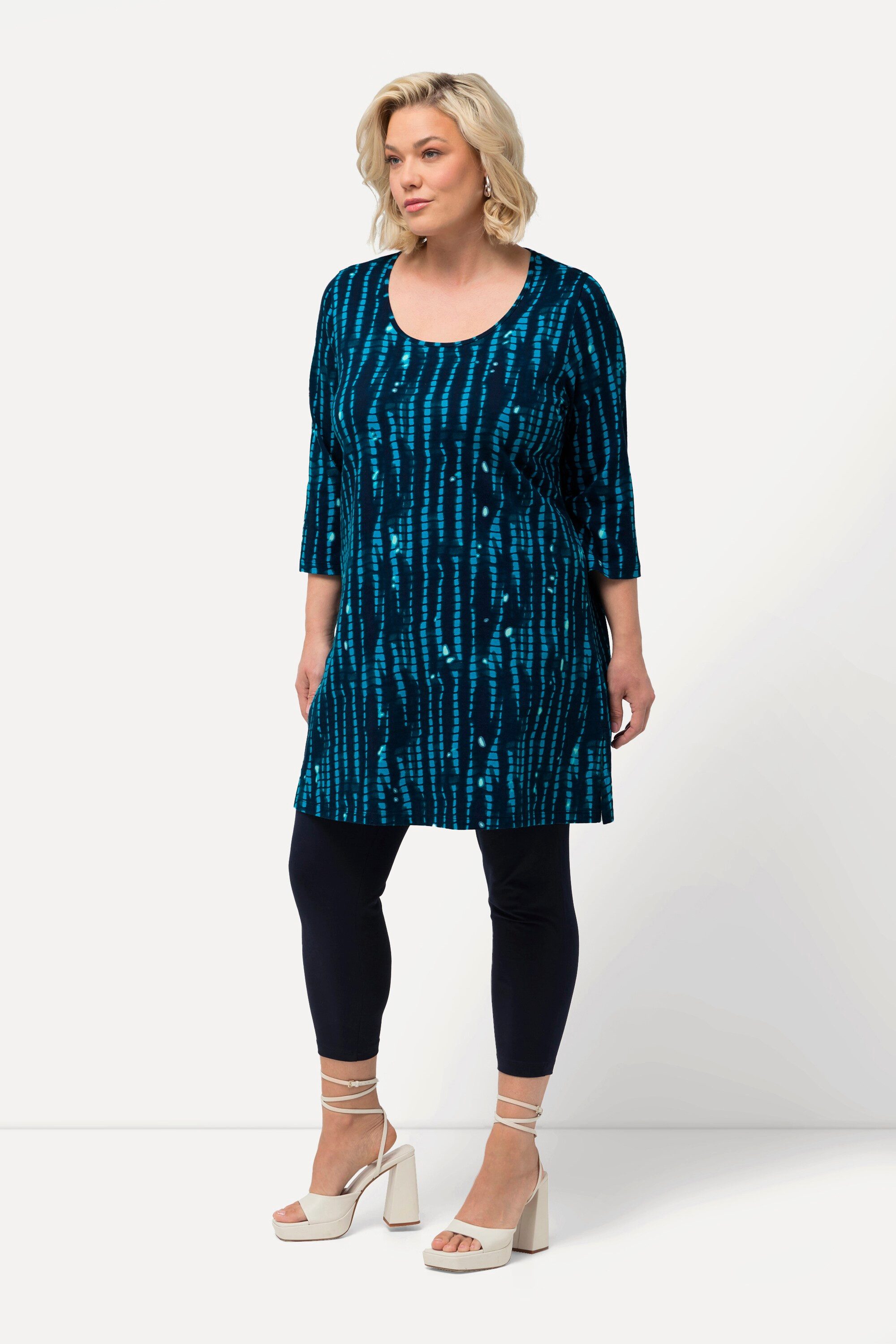 Ulla Popken Longshirt Longshirt Batikmuster Rundhals günstig online kaufen