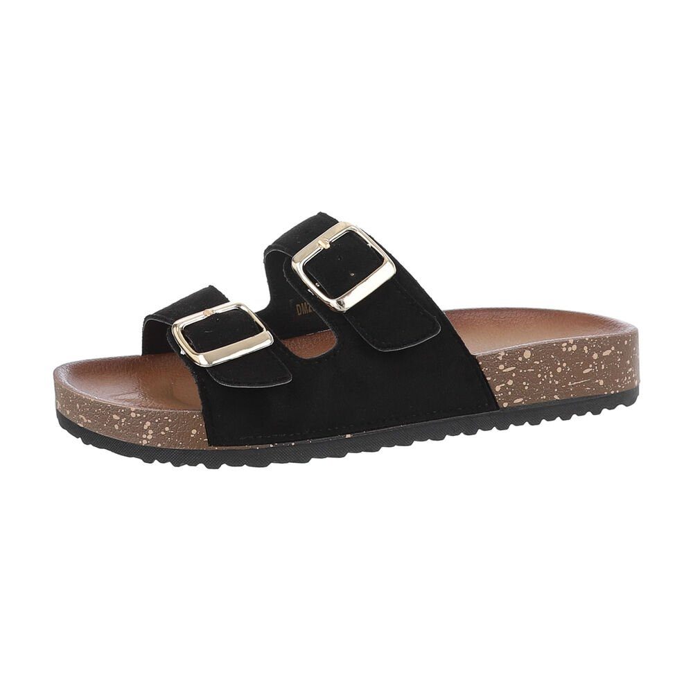 Ital-Design Damen Mules Freizeit Pantolette Flach Pantoletten in Schwarz günstig online kaufen