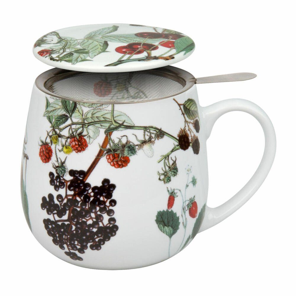 Könitz Becher My Favourite Tea Früchte, Porzellan, mit Sieb und Deckel