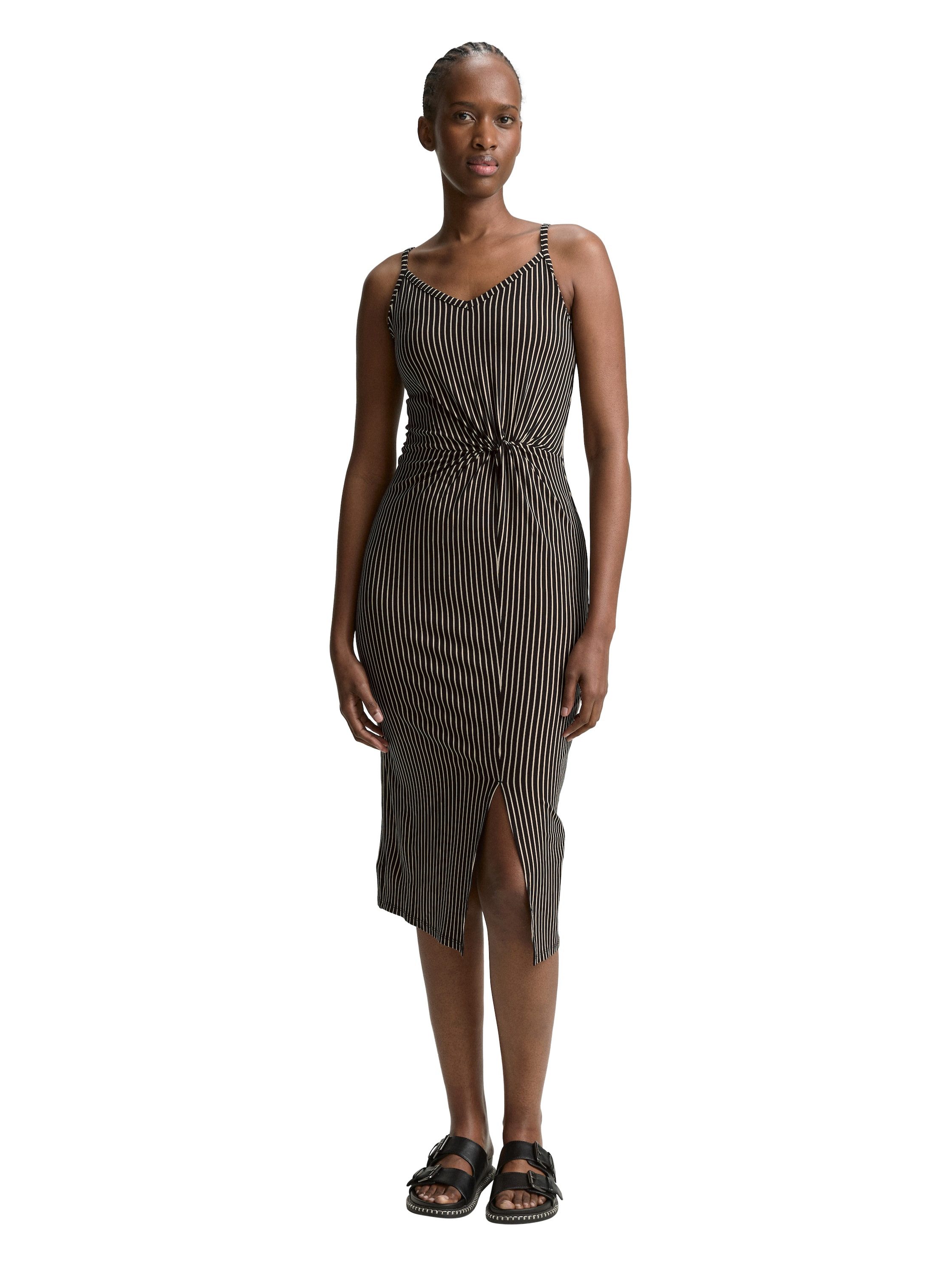 TOM TAILOR Denim Midikleid mit grafischem Muster und Spaghetti-Trägern günstig online kaufen