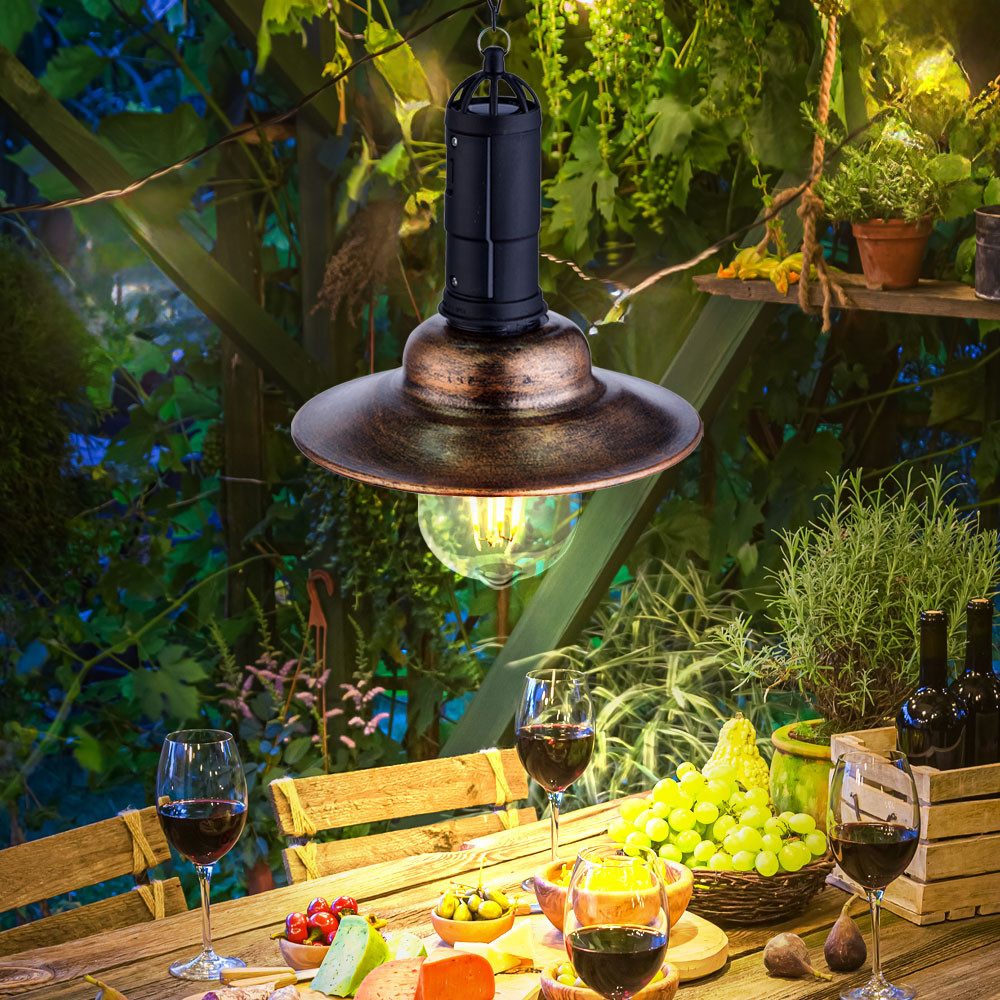 GLOBO LIGHTING LED Solarleuchte, LED-Leuchtmittel fest verbaut, Neutralweiß, Solarlampe Pendelleuchte Außenlampe Glas LED Balkonlampe H 50 cm