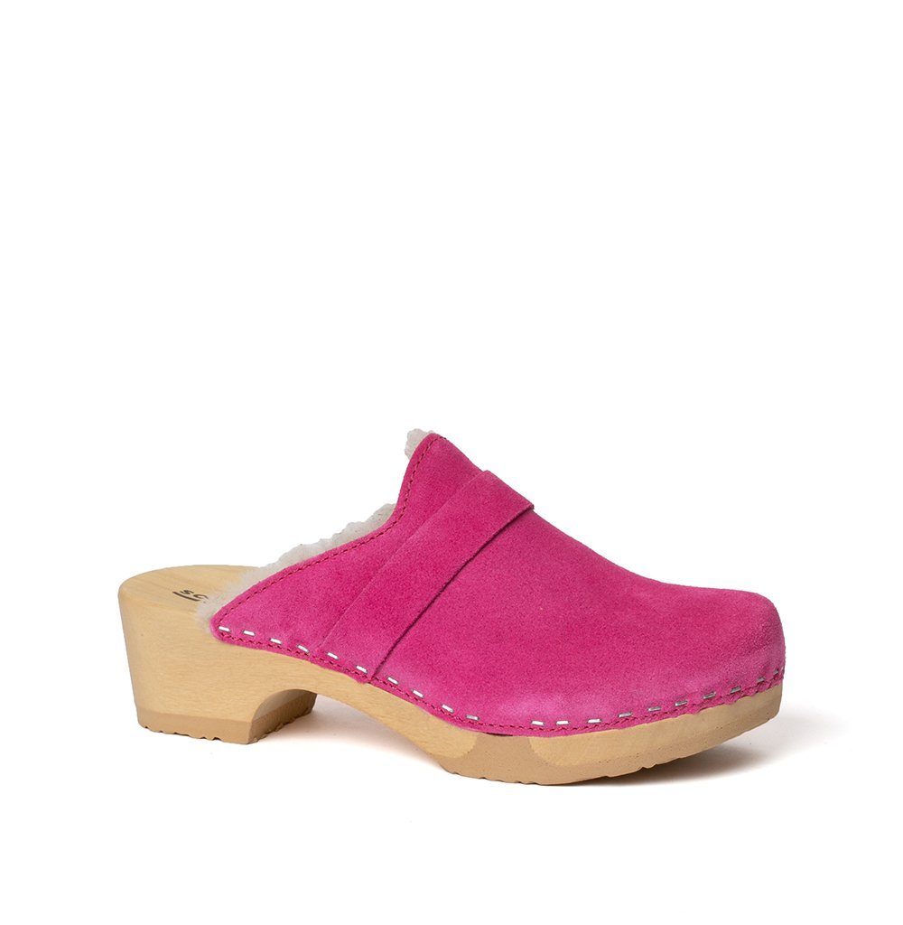 Damen, Clog Softclox bequem TAIRA Holz, pink (natur), Clogs, Winter, Kaschmir/LF