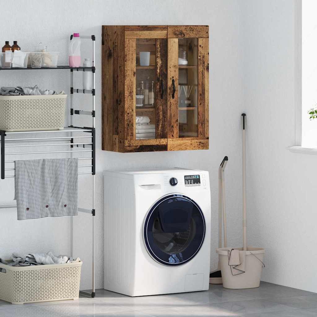 vidaXL Hängeschrank Wandschrank Altholz 69,5 x 34 x 90 cm Engineered Wood und Glas (1-St)