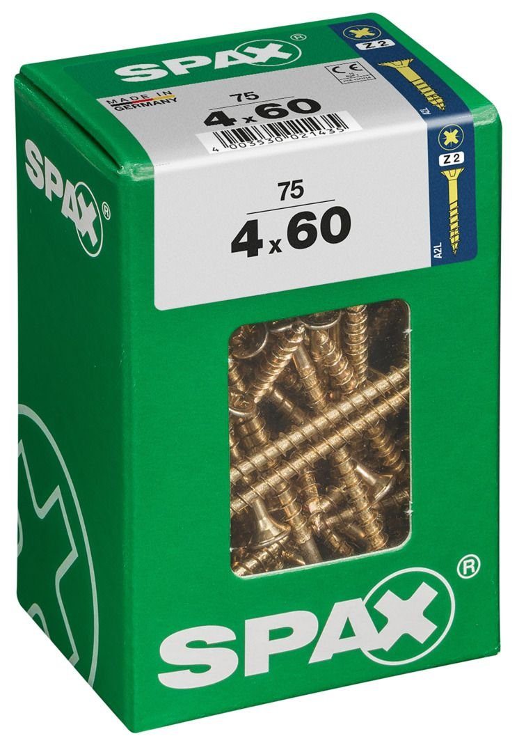 2 Spax SPAX 4.0 PZ 75 x - Holzbauschraube 60 Universalschrauben Stk. mm
