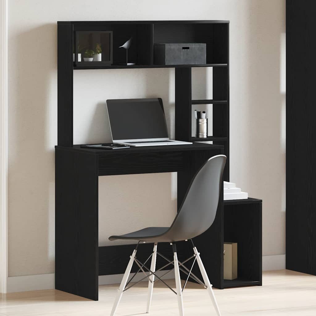 vidaXL Schreibtisch Schreibtisch mit Regal Schwarz 100x45x140 cm Holzwerkst günstig online kaufen
