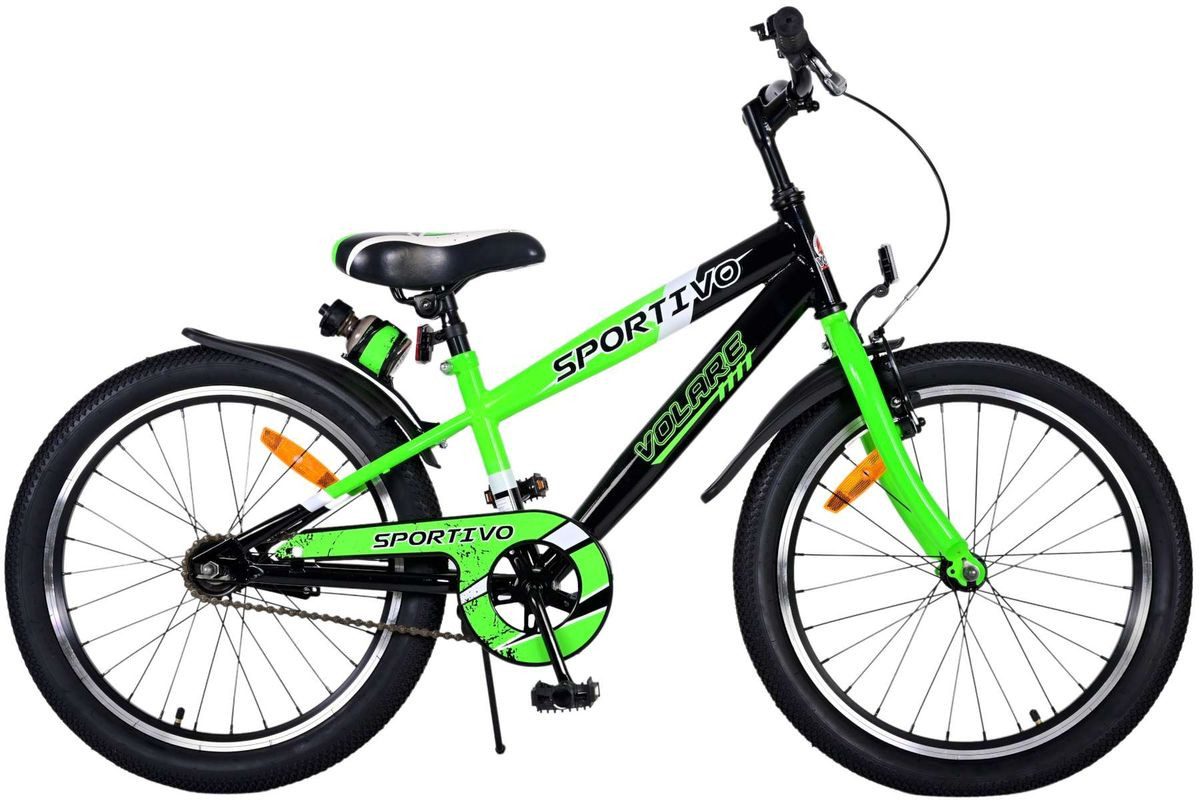 Volare Kinderfahrrad 20 Zoll Kinder Jungen Fahrrad Kinderfahrrad Rad Sportivo Grün 22114, 1 Gang, Rücktrittbremse, Seitenständer, Schutzbleche, Trinkflasche, Klingel