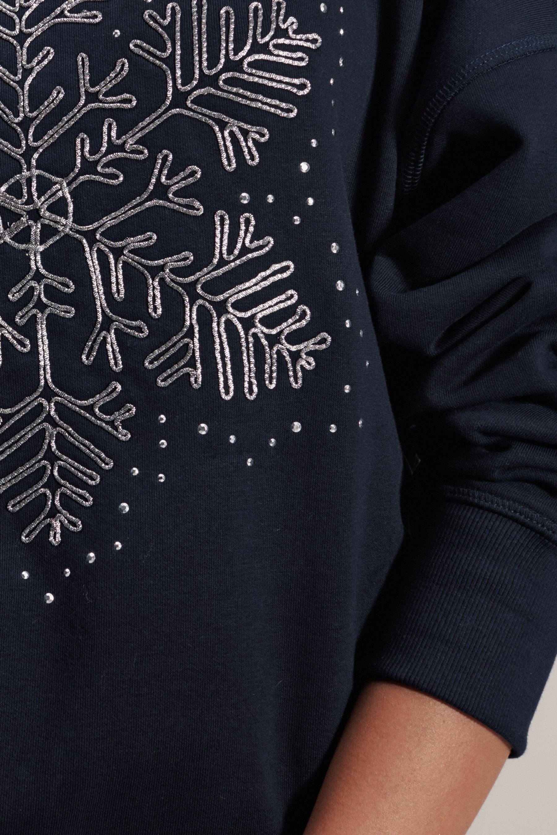 Glitzernder Sweatshirt (1-tlg) mit Weihnachtspullover Schneeflocken Next