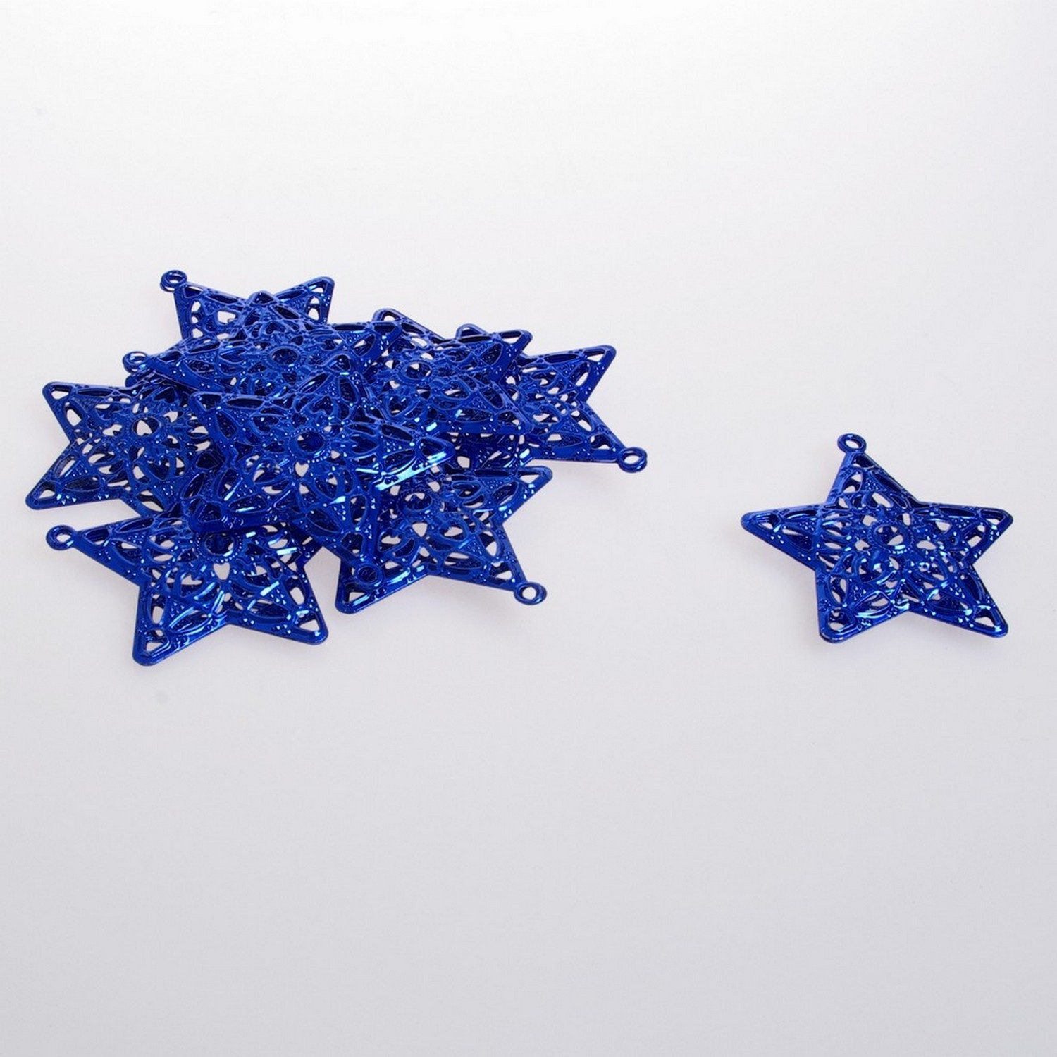 Deko AS Christbaumschmuck Metallsterne zum Hängen - blau - 6 cm - 12 Stück - 92016 70, strapazierfähig