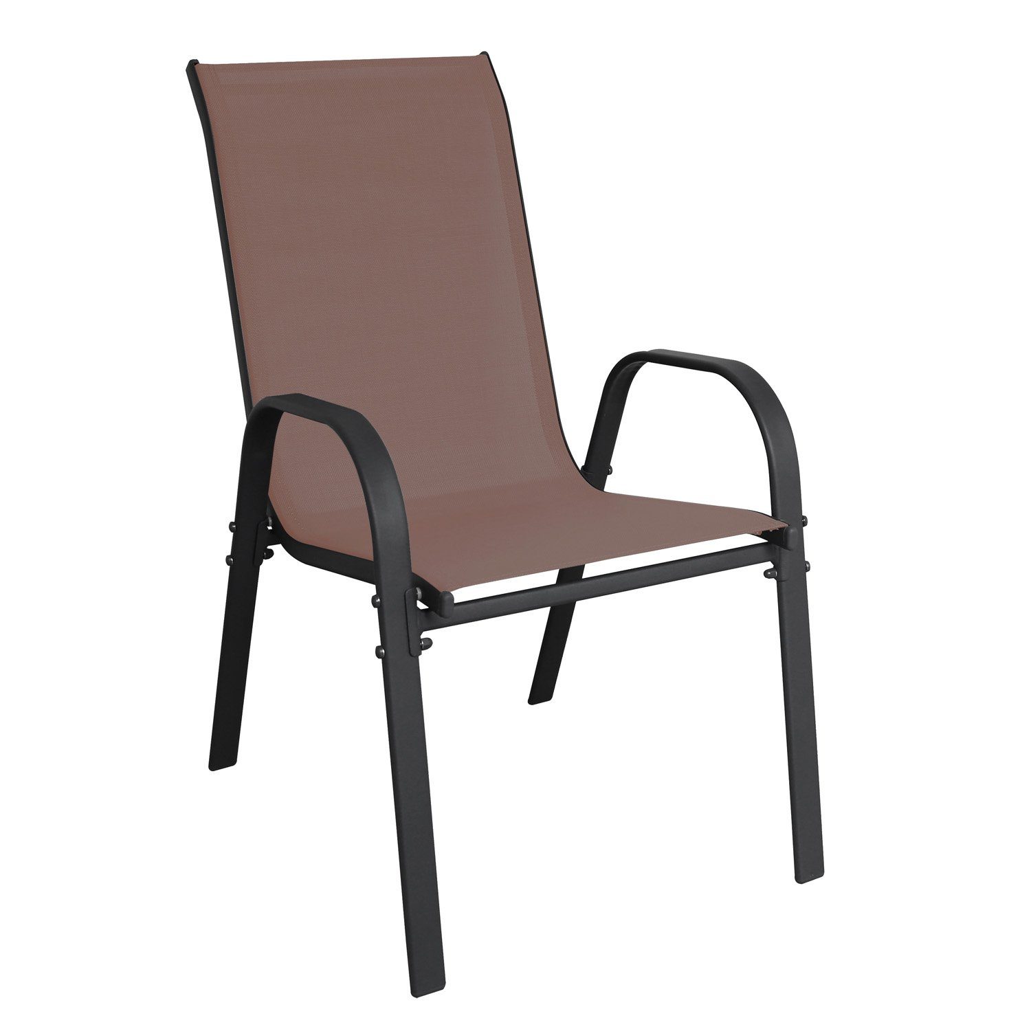 INDA-Exclusiv Armlehnstuhl 2er Set Stapelstuhl Stapelsessel Metall - Textilen Farbe Anthrazit - Braun