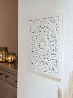 Meinposten Wanddekoobjekt Wandornament Holz weiß 40 x 40 cm shabby Ornament Holzornament (1 St), Wanddeko