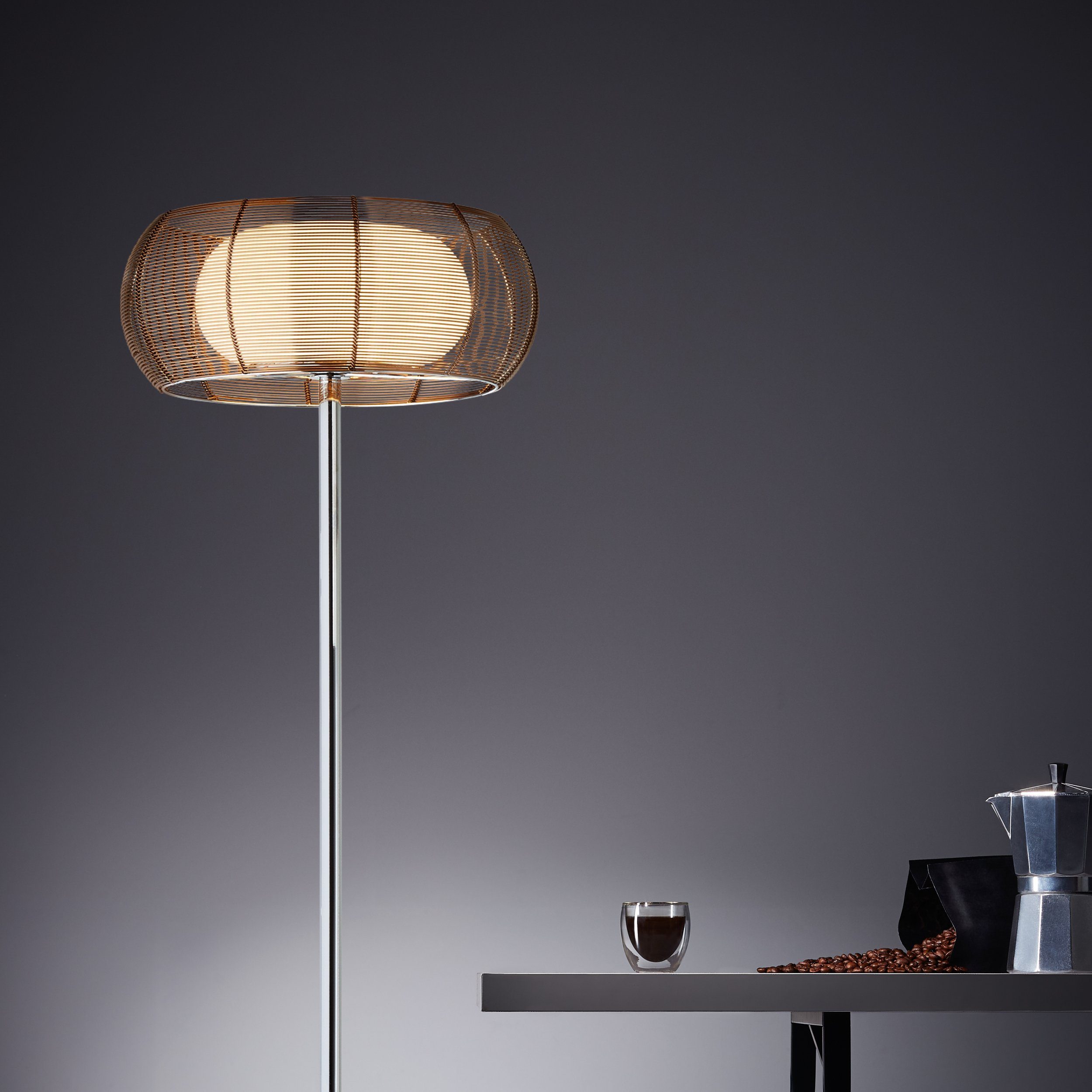 Lightbox Stehlampe, ohne Leuchtmittel, Stehlampe, 162 cm Höhe, Ø 43 cm, 2 x E27, max. 30 W, bronze/chrom