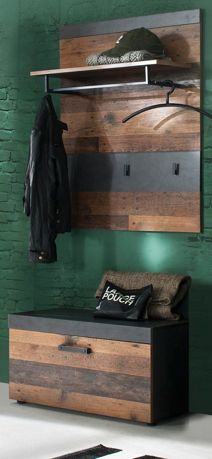 Inn.Furn Garderoben-Set Indy, (Flurgarderobe in Used Wood Vintage, 2-teilig), Breite 80 cm