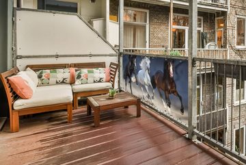 MuchoWow Balkonsichtschutz Pferde - Tiere - Sand (1-St) Balkonbanner, Sichtschutz für den Balkon, Robustes und wetterfest
