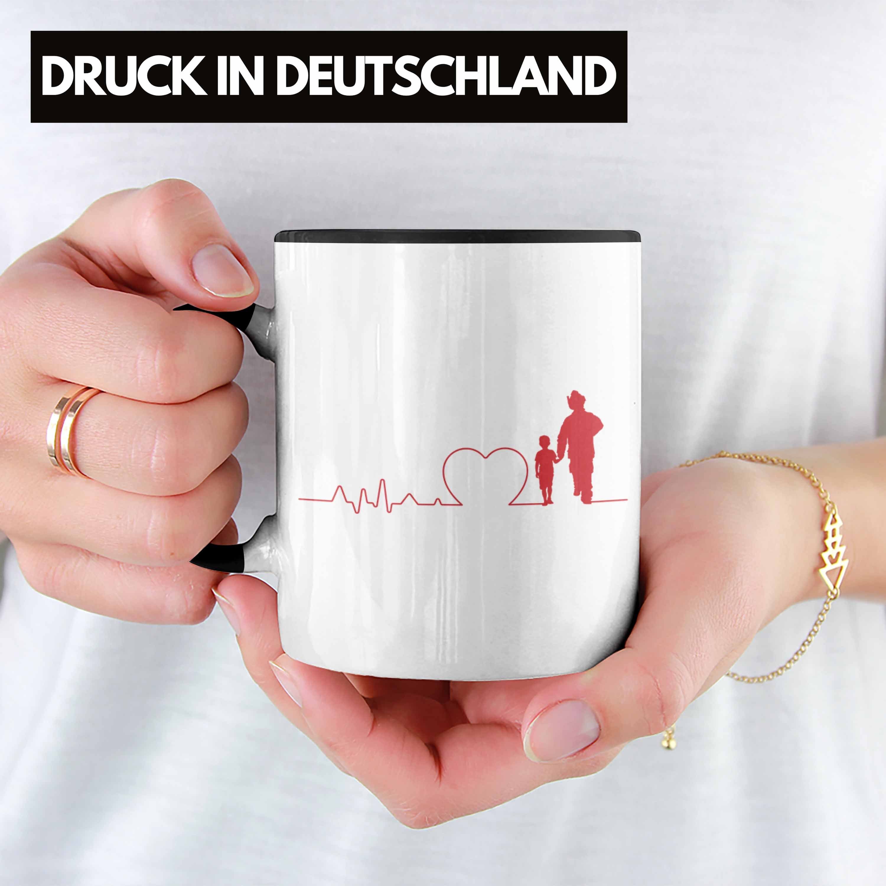 Schwarz Tasse Feuerwehr Sohn Männer für Feuerwehrmann - Tasse Spruch Geschenk Trendation Vater Trendation Evolution Geburtstag