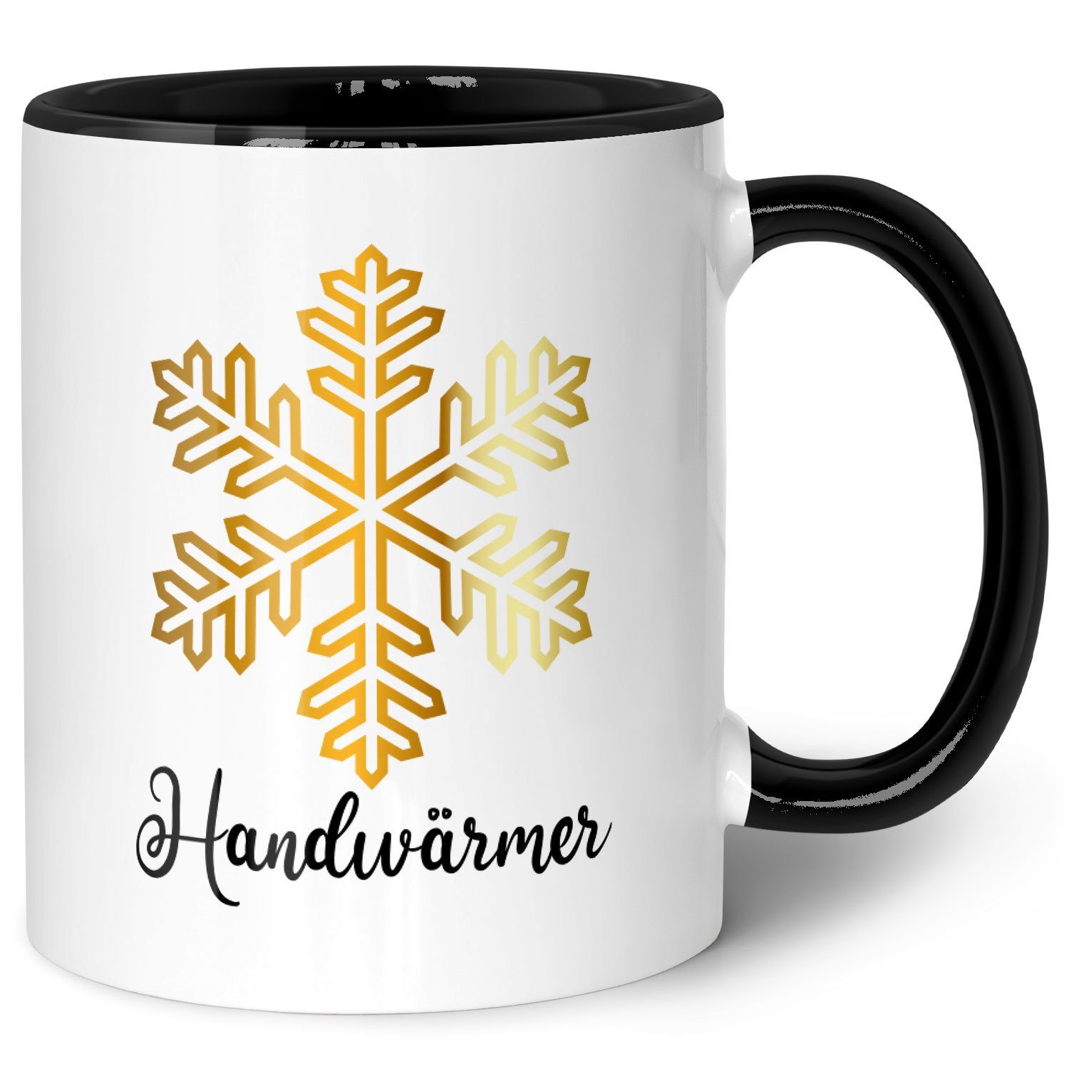 GRAVURZEILE Tasse mit Weihnachtsmotiv - Geschenke für Frauen & Männer zu Weihnachten, Spülmaschinenfest - Mikrowellengeeignet - Handwärmer Schwarz und Weiß