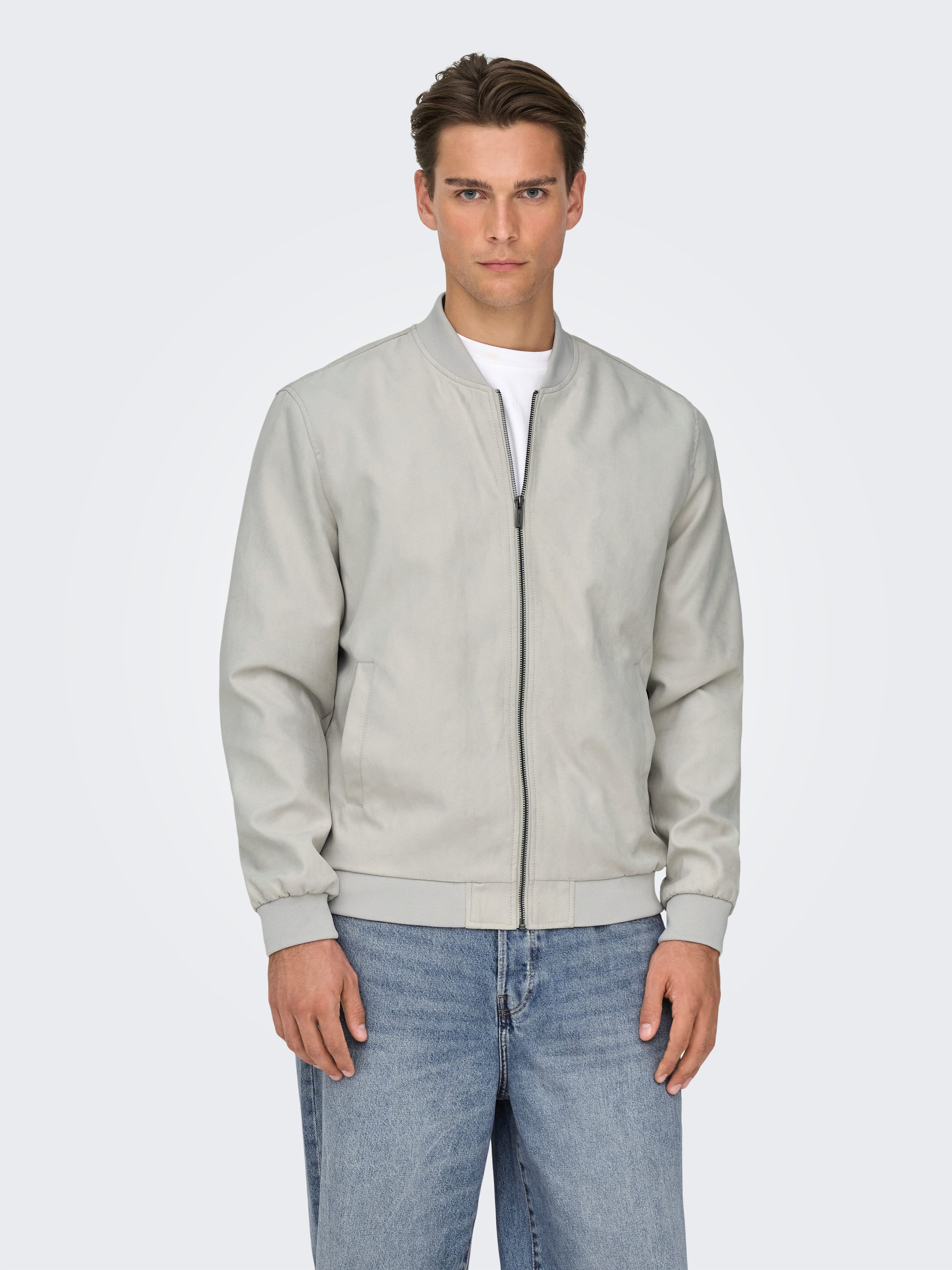 ONLY & SONS Bomberjacke ONSLUCAS FAKE SUEDE BOMBER OTW Polyester, regular fit