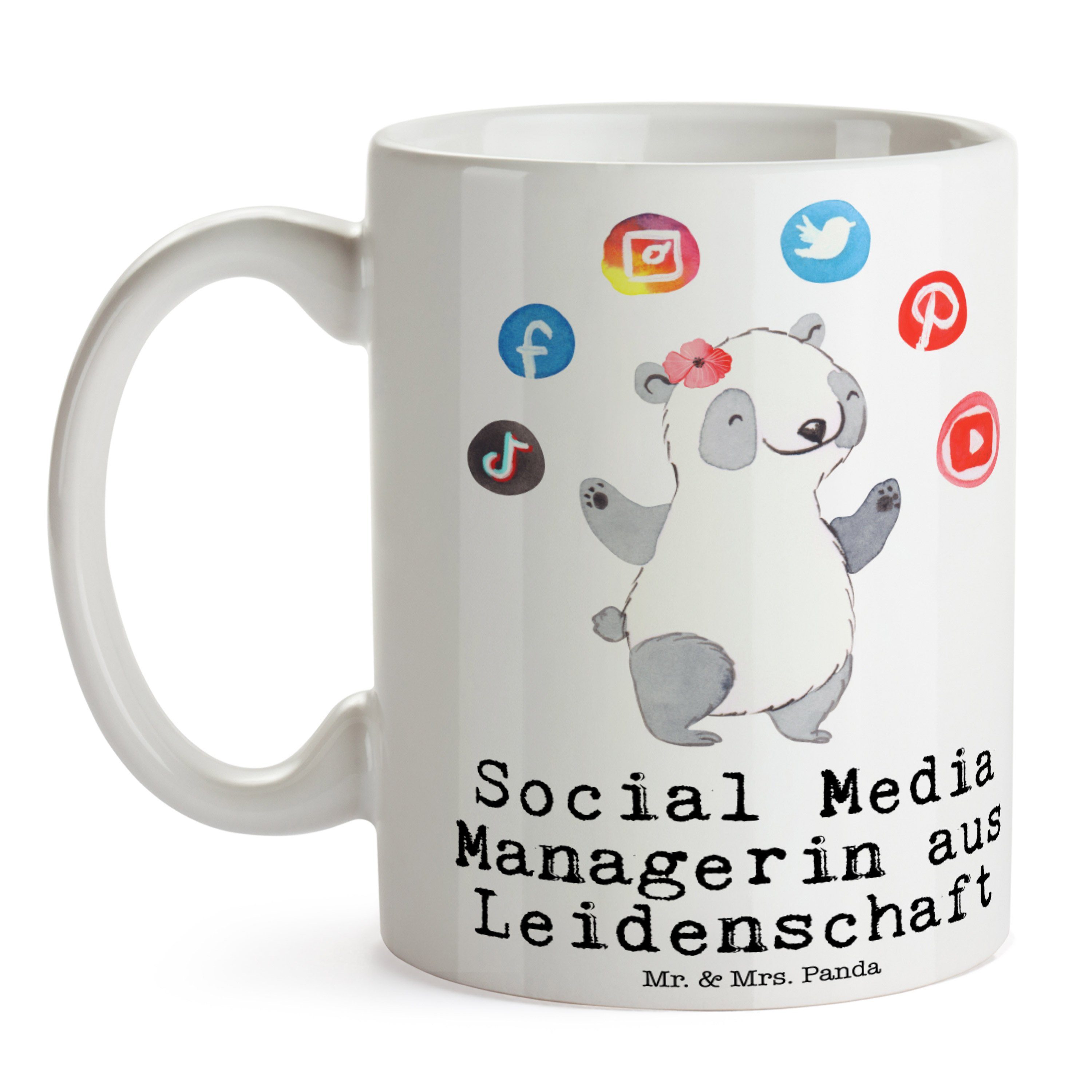 Mr. & Mrs. Panda Tasse Social Managerin Teebecher, Weiß Geschenk, - aus Keramik Media - Leidenschaft