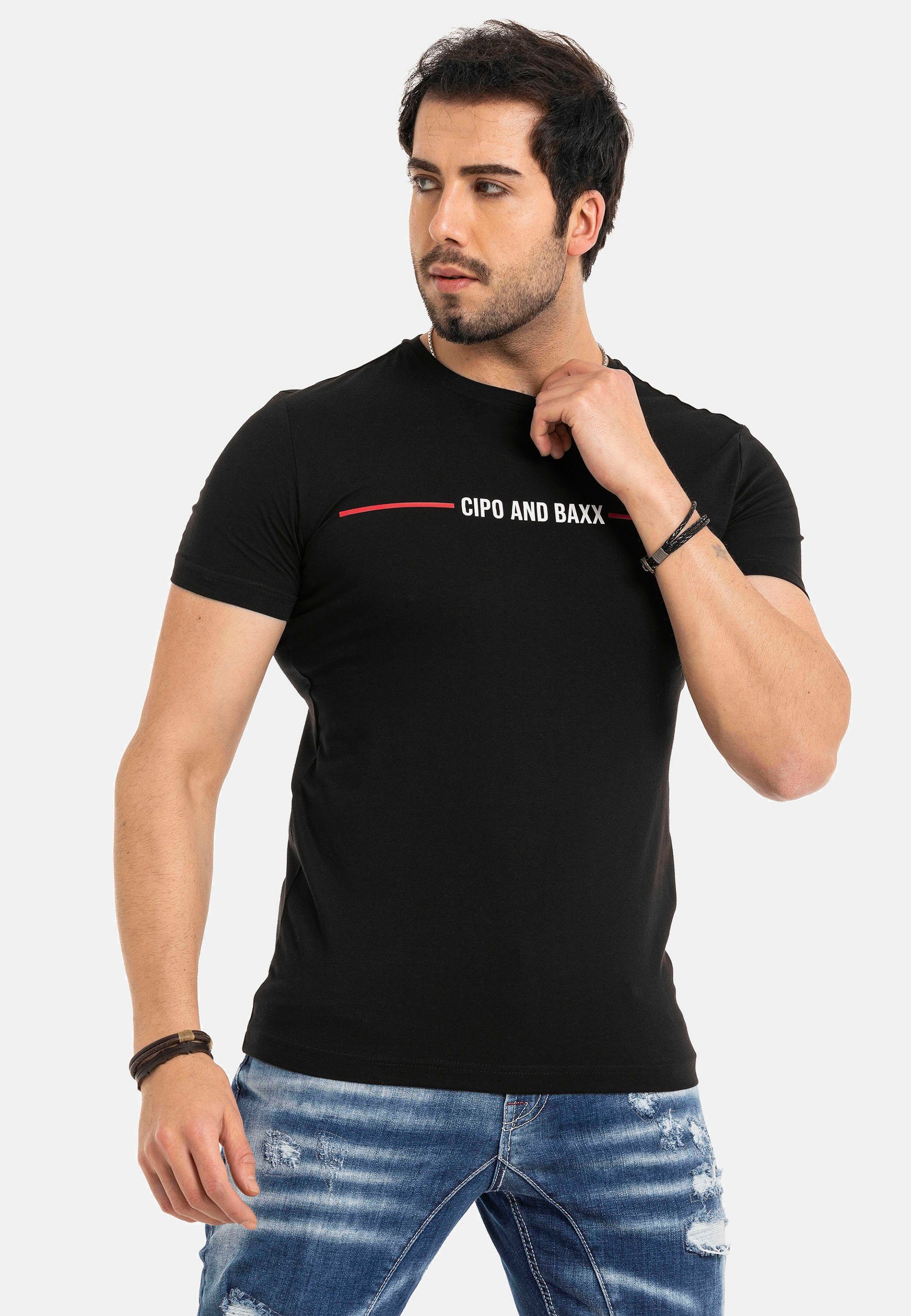 Cipo & Baxx T-Shirt mit coolem Markenprint schwarz